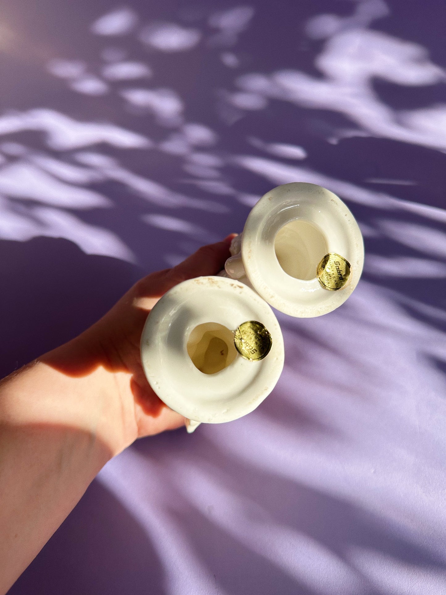 Vintage Ceramic Cherub Candlestick Pair