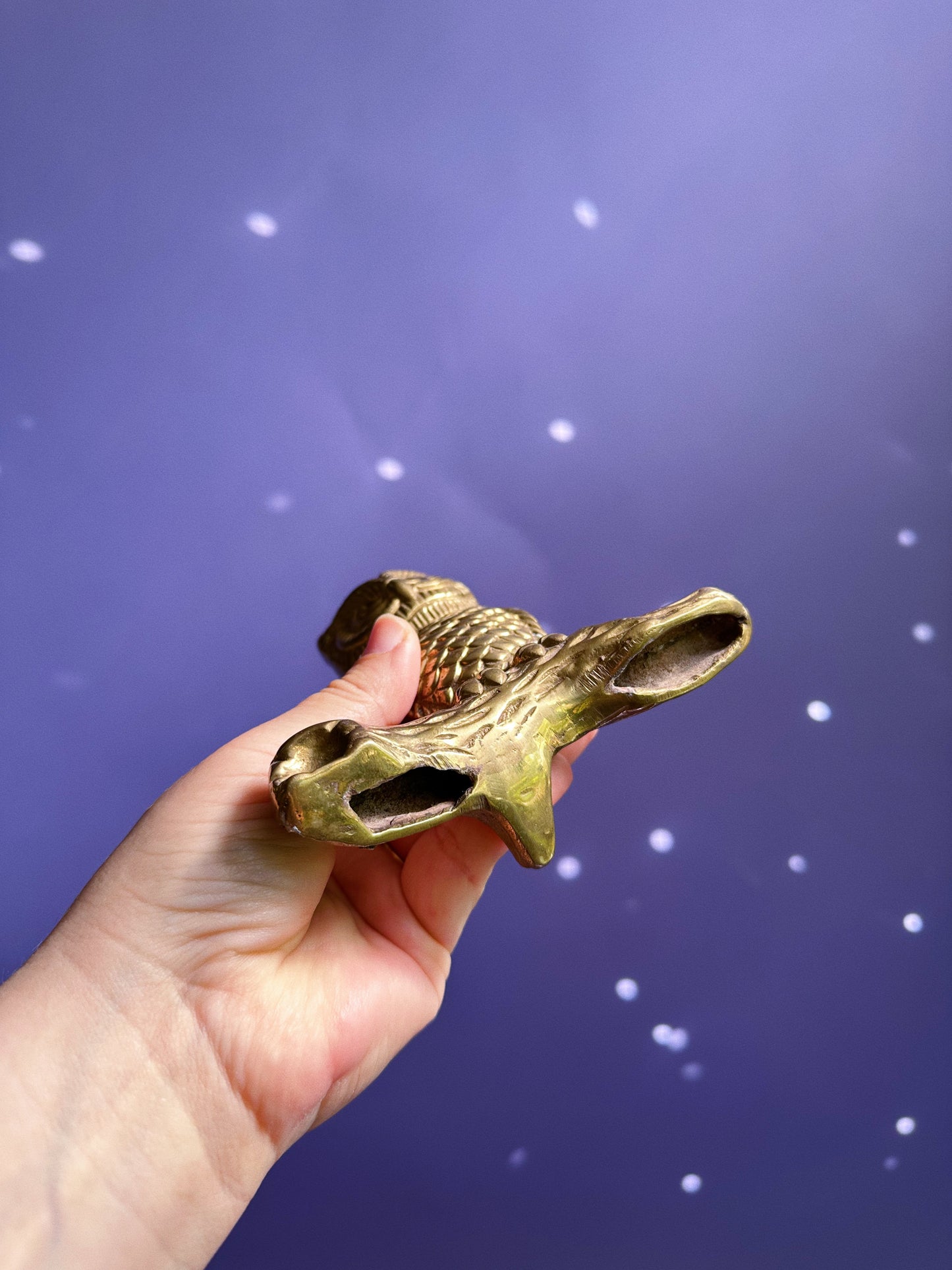 Vintage Solid Brass Hoot Owl on Tree Branch Paper Weight