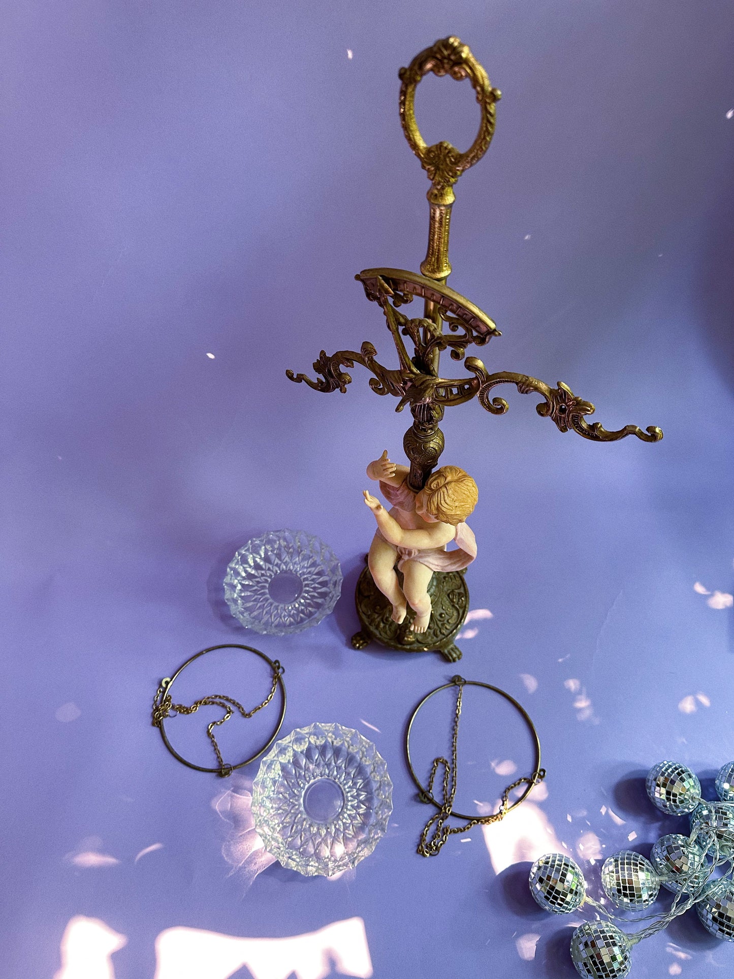 Vintage Large Brass Crystal Prisms Balance-Scales of Justice 24.5”H Cherub