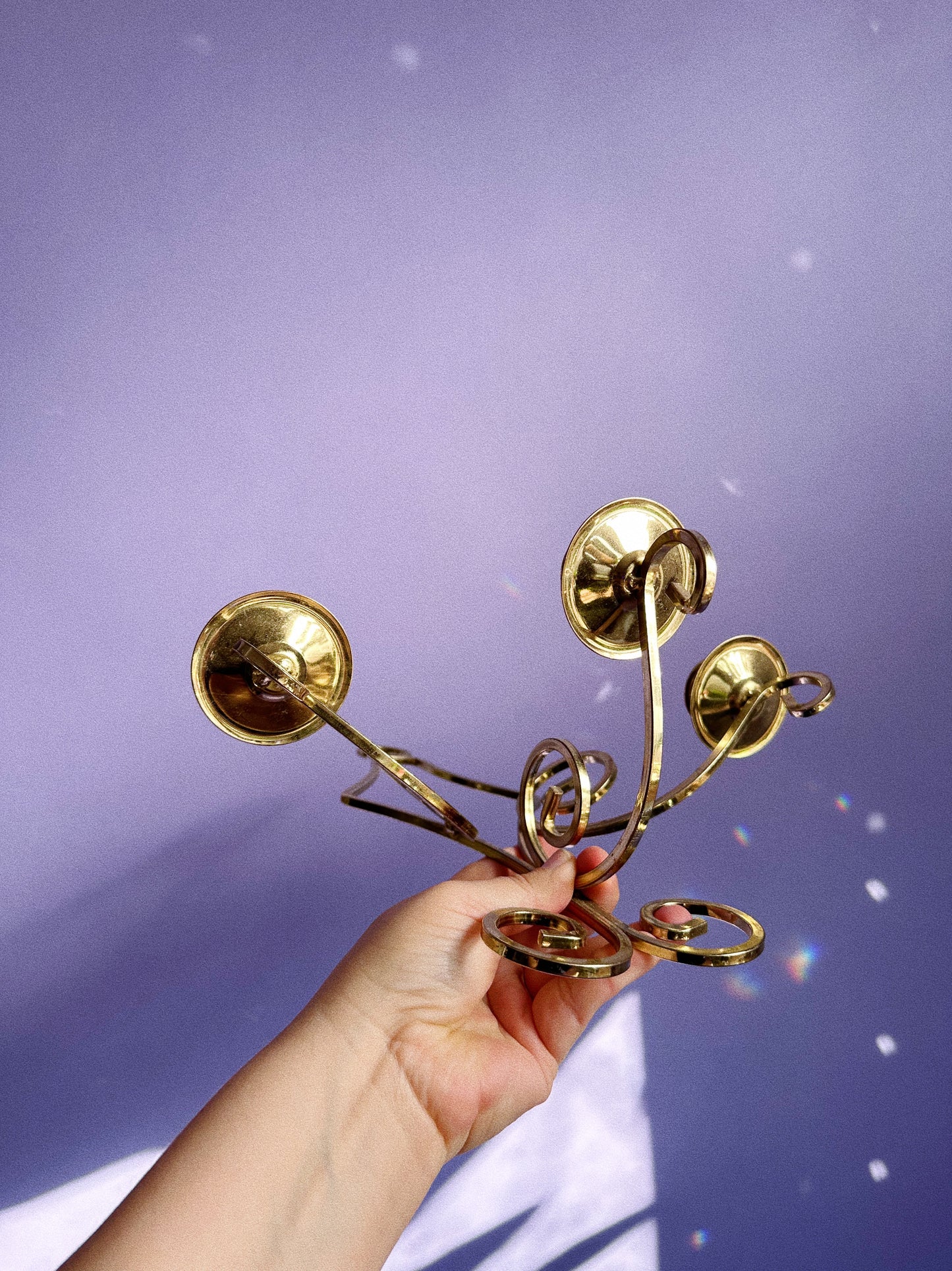 Pair of Vintage Brass 3 Candle Wall Sconces