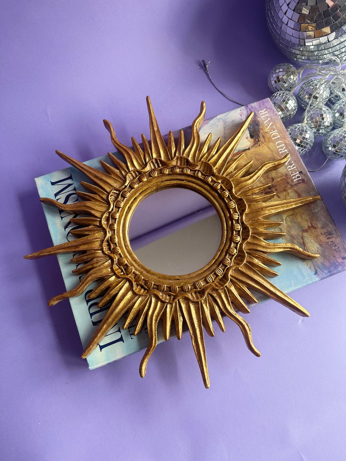 Vintage TST Inc. Sunburst Heavy Gold Wall Mirror - MCM - Hollywood Regency