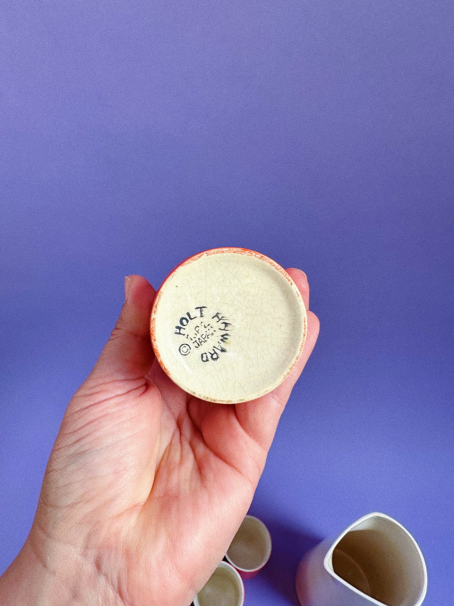 Vintage 1962 Holt Howard Orange Embossed Ceramic Pitcher & Glasses, Japan