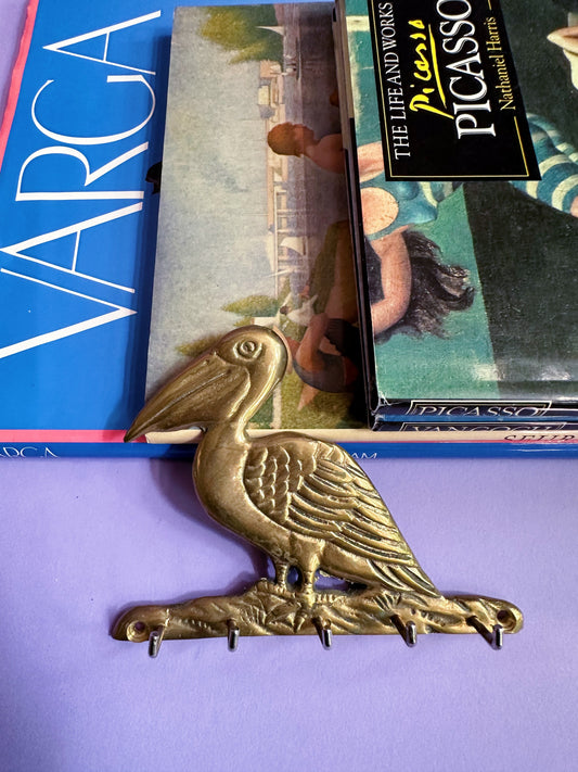 Vintage Brass Pelican Key Hooks