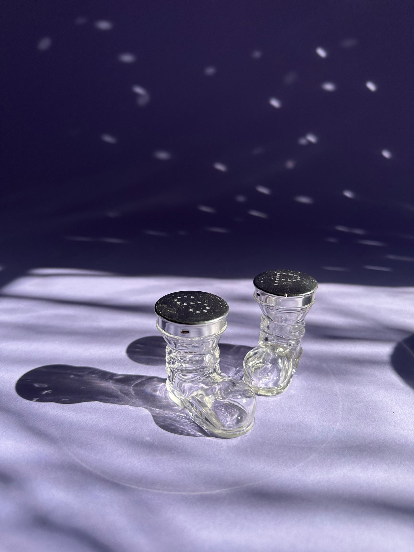 Vintage Glass Boot Salt & Pepper Shakers