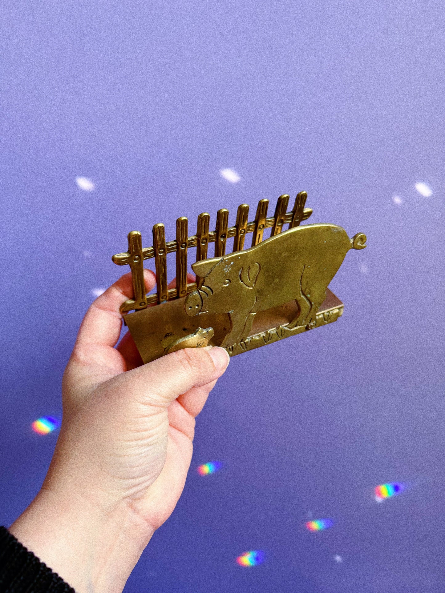 Vintage Brass Pig Letter / Napkin Holder