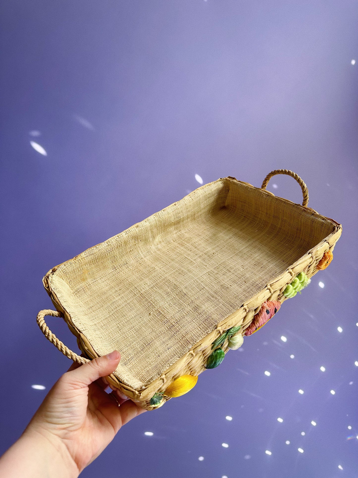 Vintage Raffia Handwoven Casserole Dish Basket