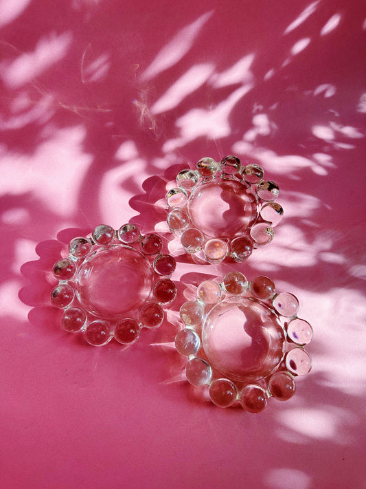 Vintage Heavy Glass Boopie Ashtrays / Throw Dishes