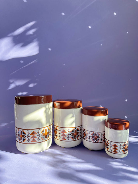 1970s Set of 4 Ceramic Kitchen Canisters