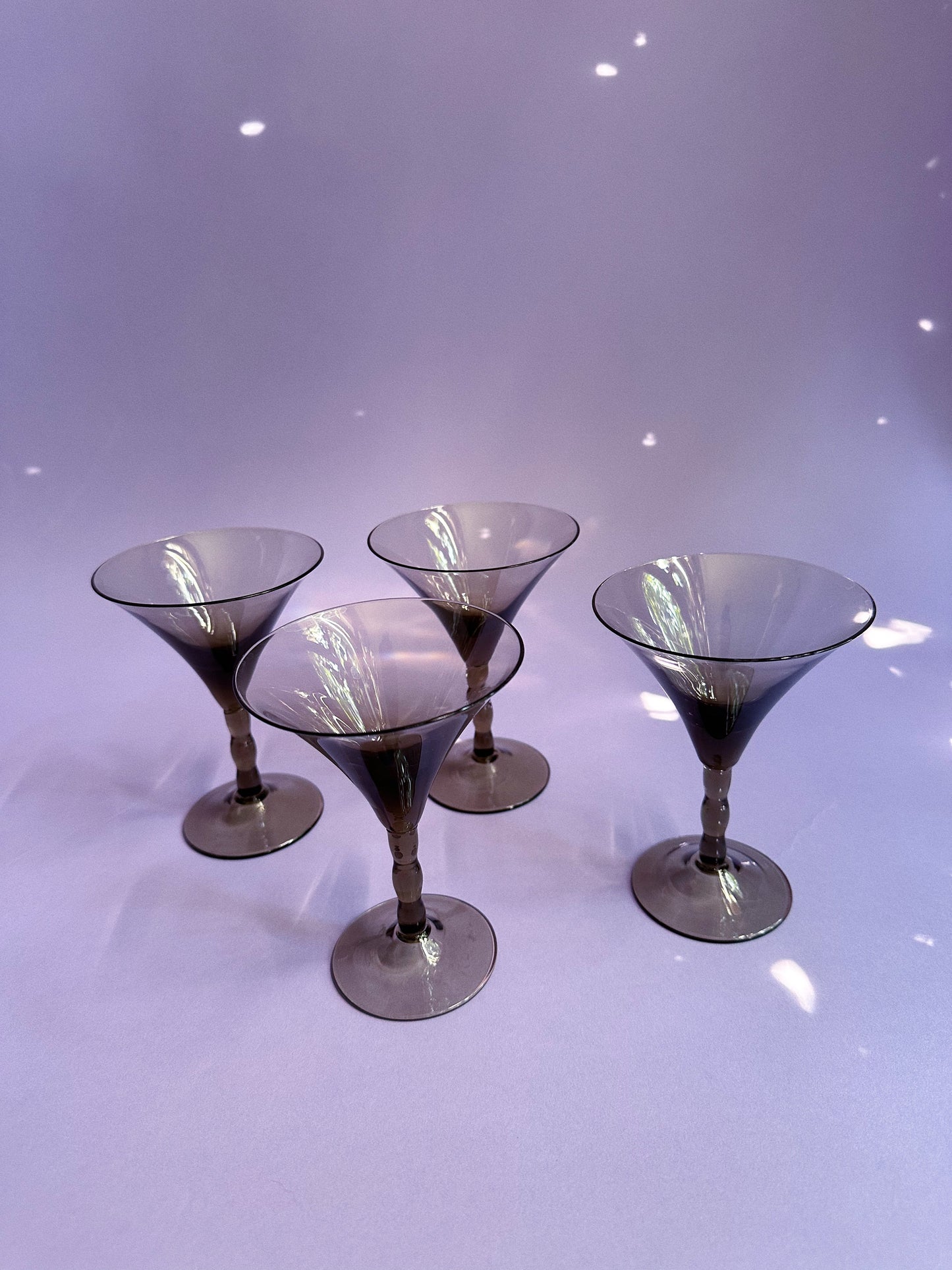 Vintage Smokey Black MCM Cocktail Stemware