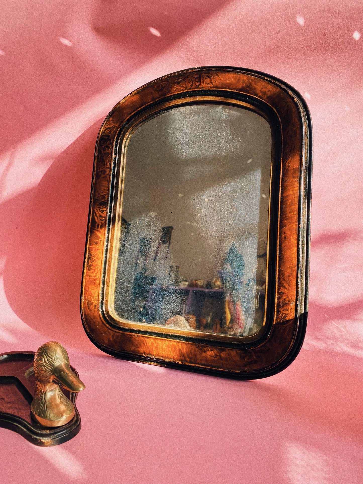 Vintage Wood & Wood Veneer Mirror