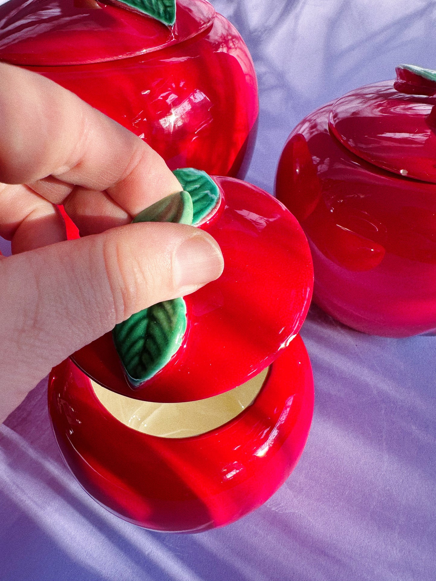 Vintage Red Ceramic Apple Canisters & Salt Pepper Shakers