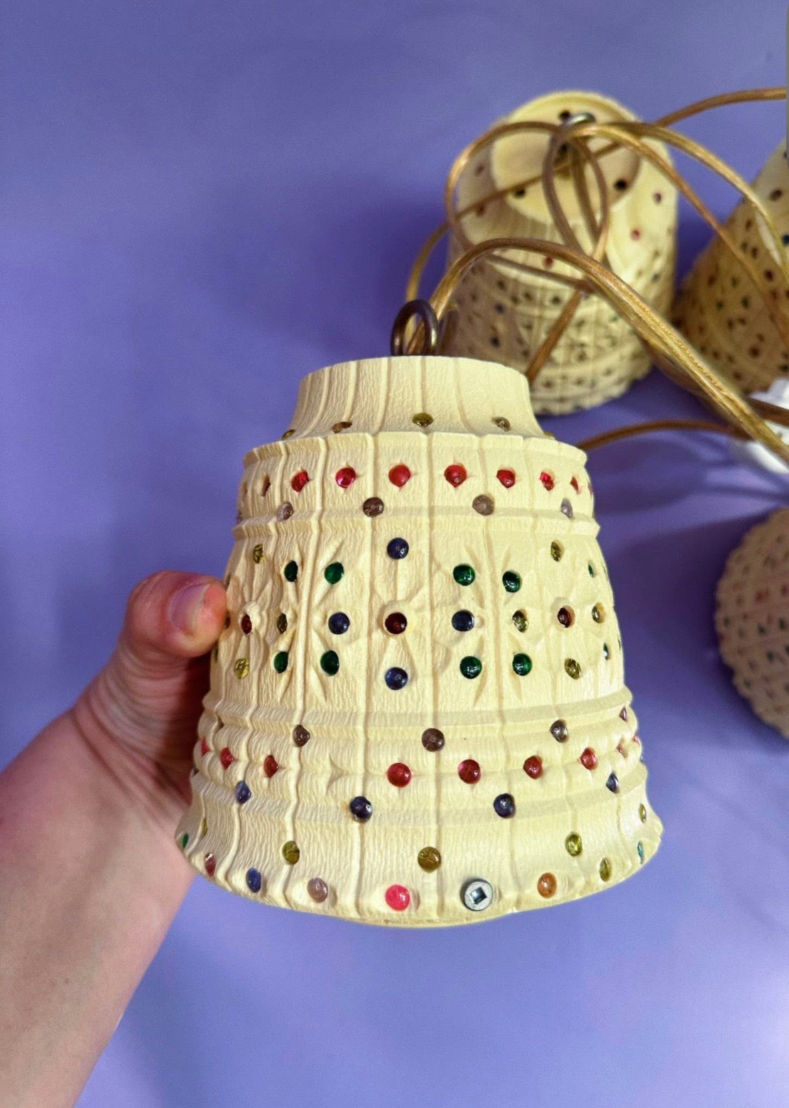 Vintage Lawnware 5 Hanging Lights - Retro RV Patio Plastic Beaded Lamps ALL WORK