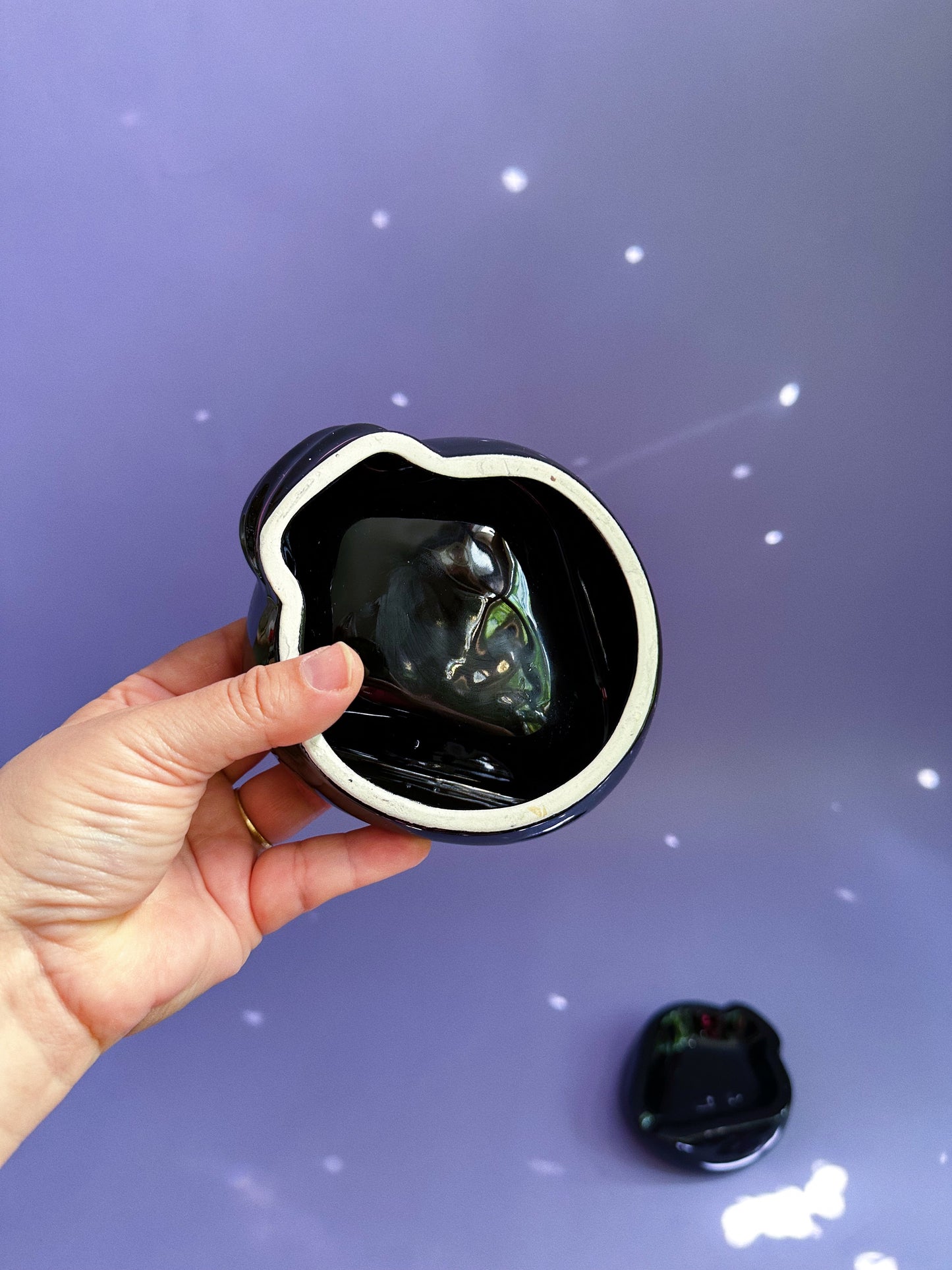 Vintage Black / Pink Ceramic Spade Post Modern Ashtrays