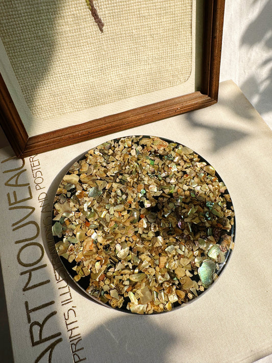 Vintage Lucite Crushed Shell Trivet