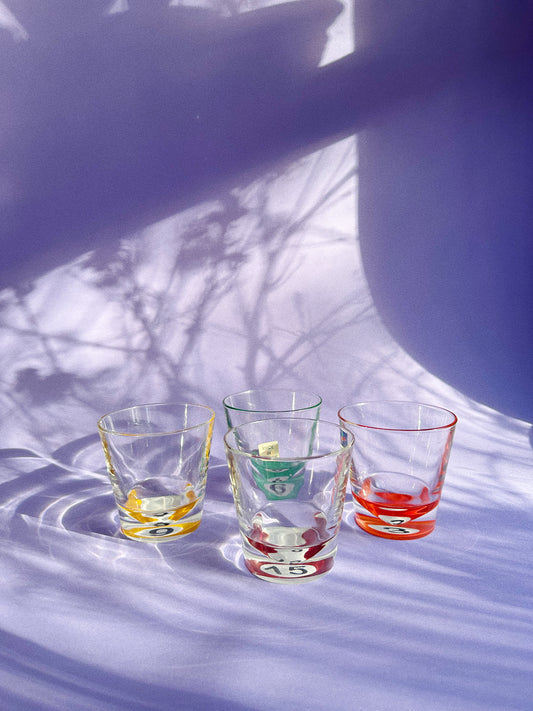 Set of 4 Vintage Luminarc France Billiard Lowball Glassware