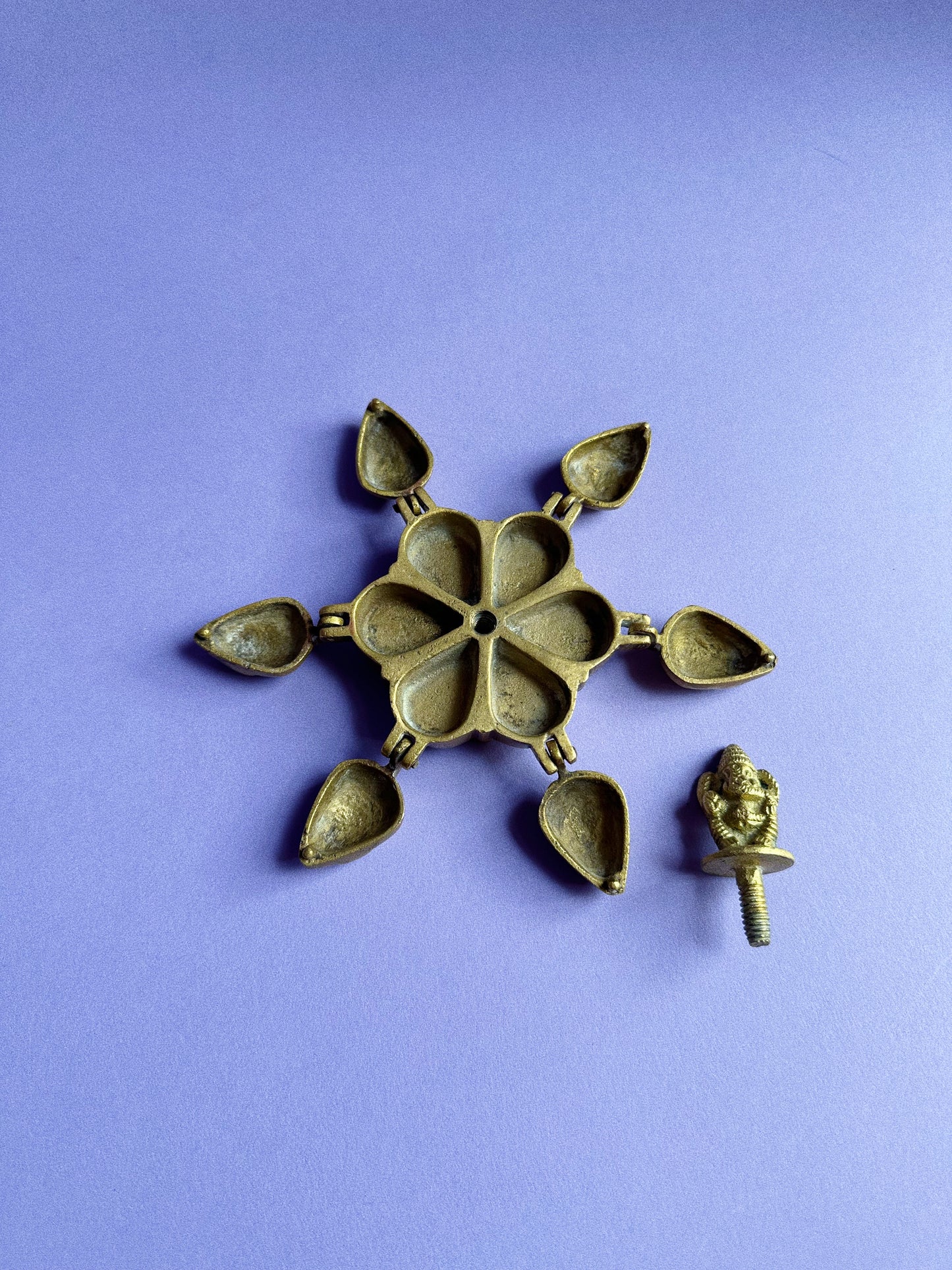 Antique Indian Brass Kumkum Ritual Figural Container Ganesha