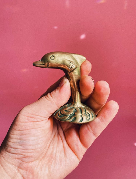 Solid Brass Dolphin Figurine Sculpture