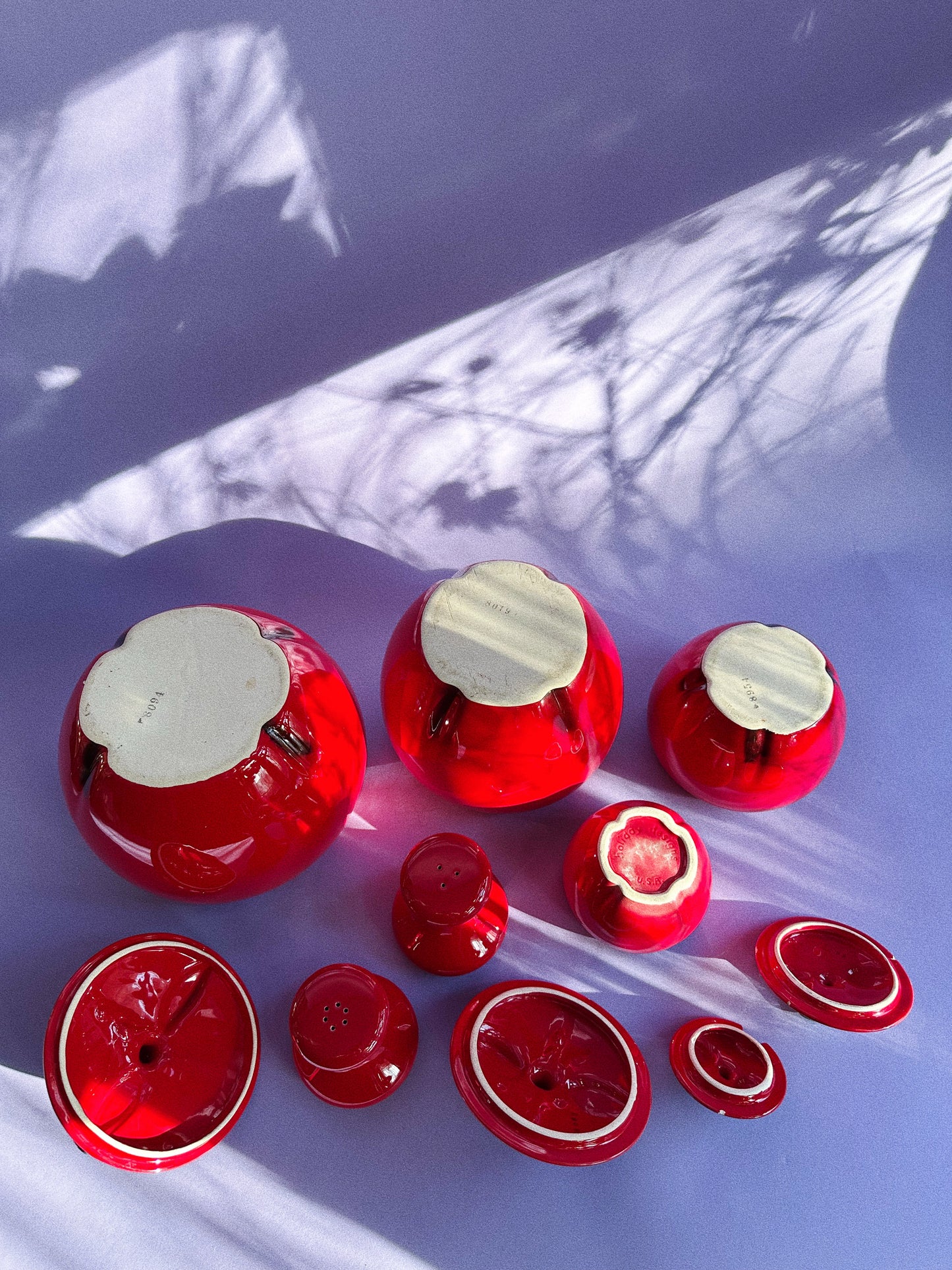 Vintage Red Ceramic Apple Canisters & Salt Pepper Shakers