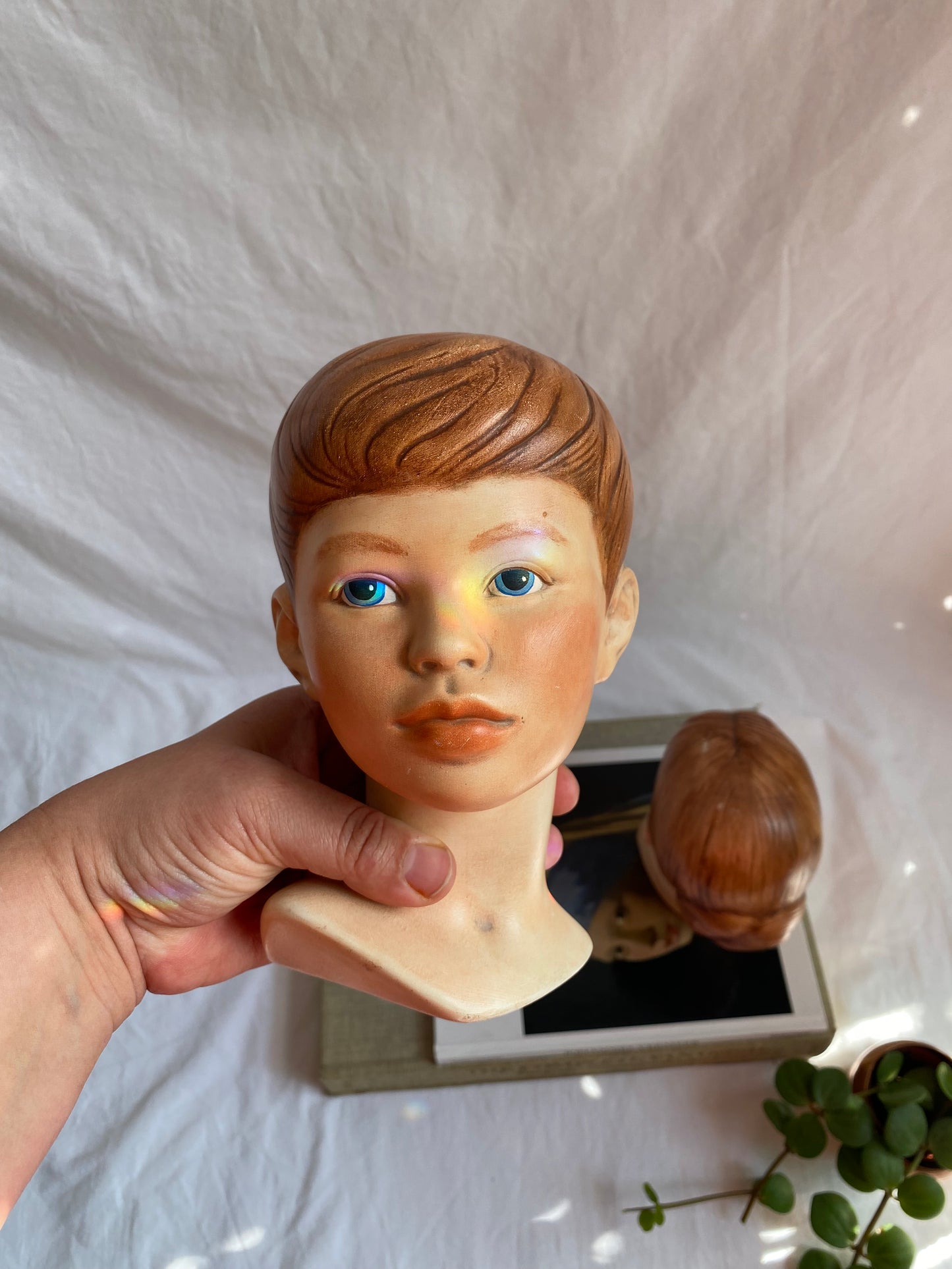 Vintage Handpainted Set of 2 Holland Mold Ceramic Boy & Girl Headbusts