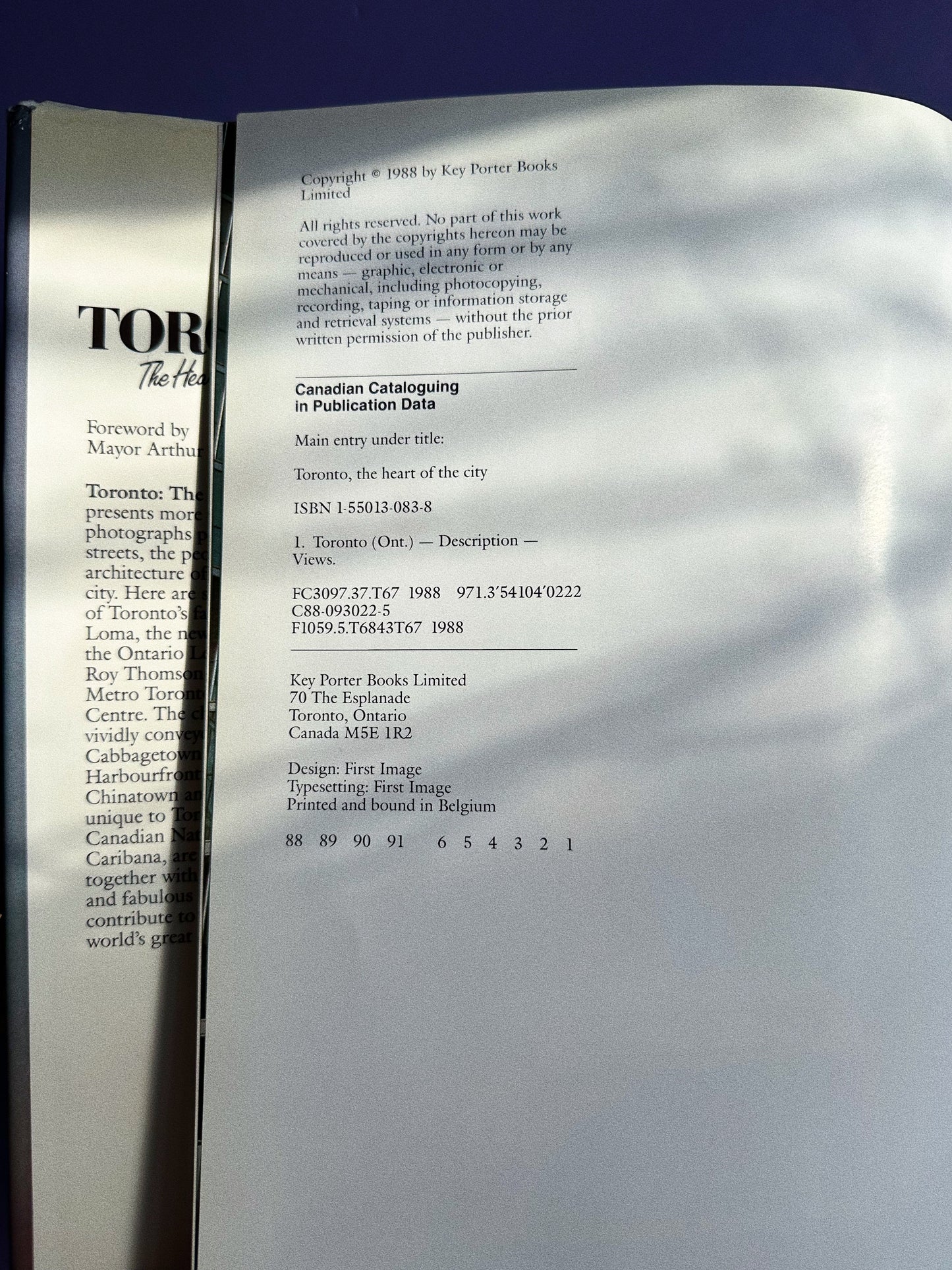 Vintage 1988 Hardcover Toronto Coffee Table Book