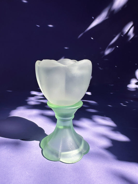 Sweet Frosted Glass Tulip Tealight Holder