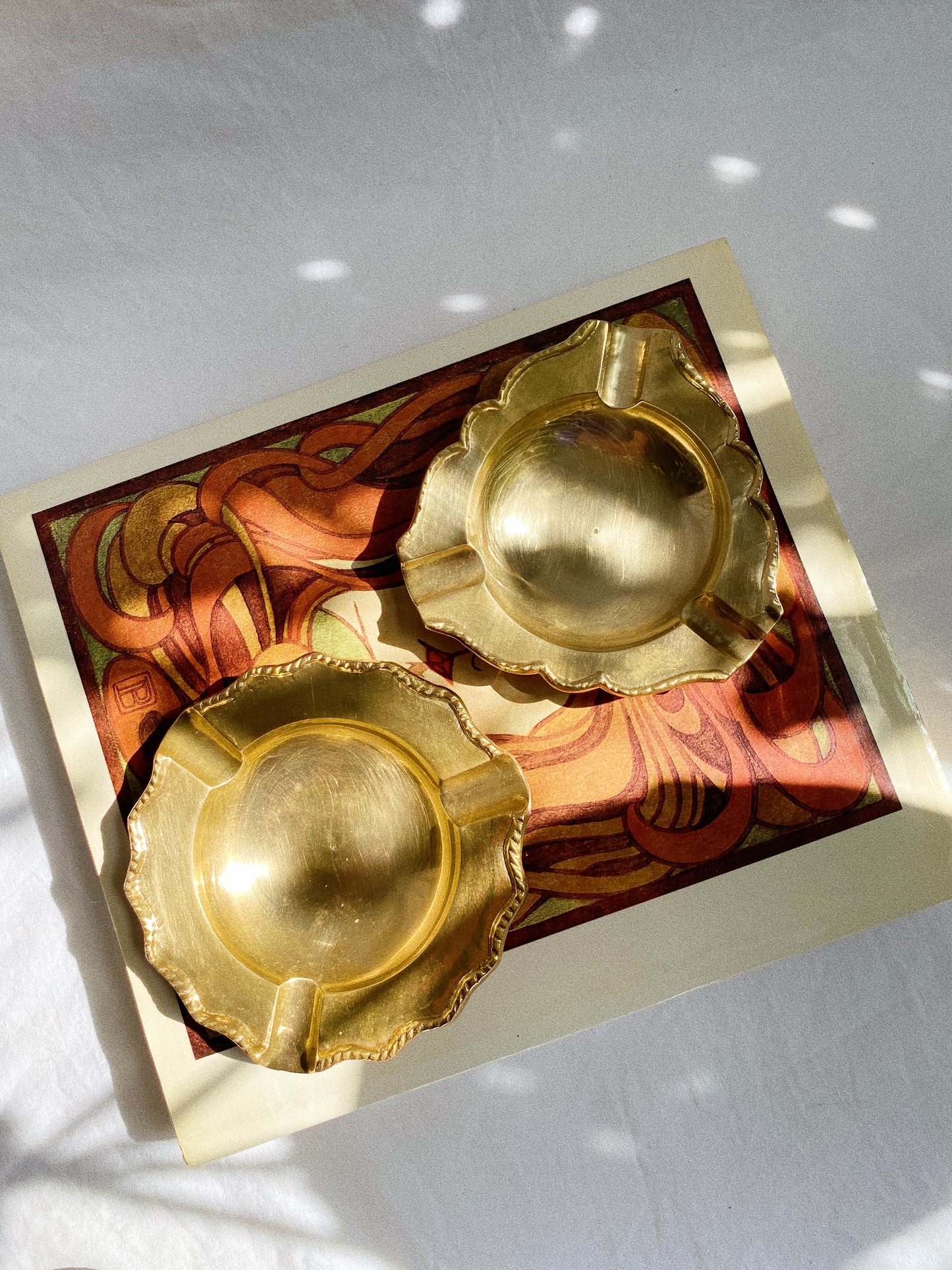 Vintage Solid Brass Ashtrays Rope Detail