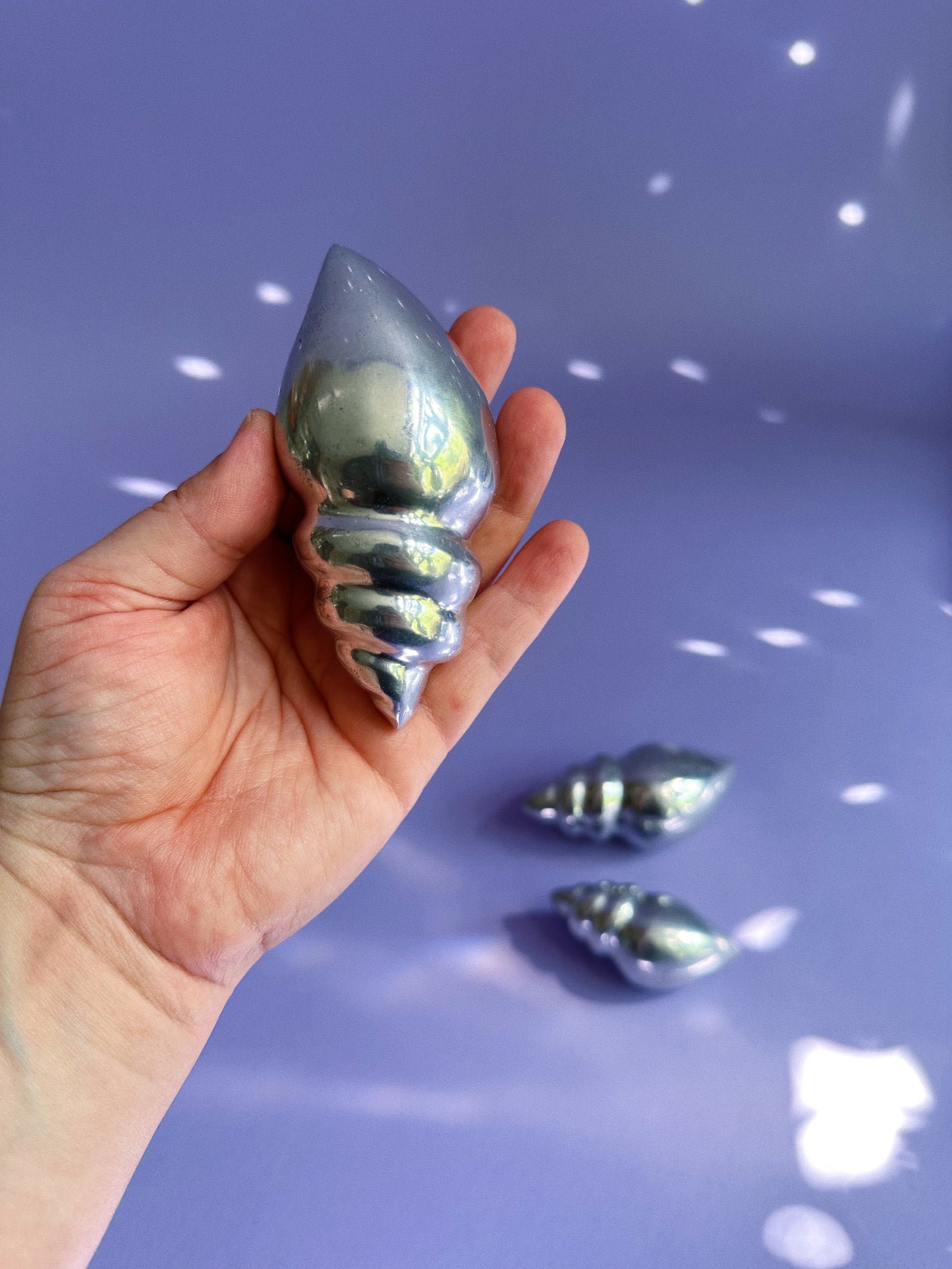 Set of 3 Vintage Aluminum Sea Shell Paper Weights