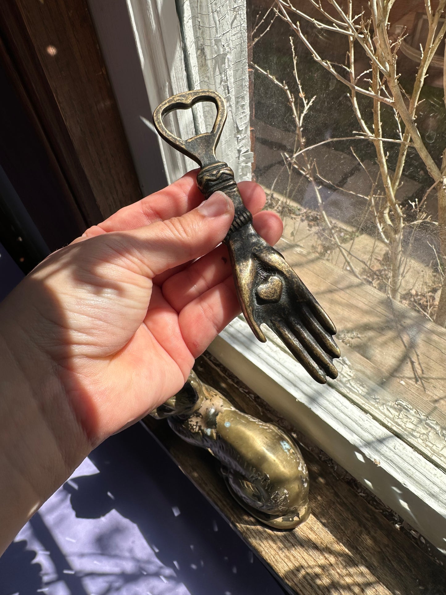 Vintage Heavy Metal Love Token Hand Bottle Opener