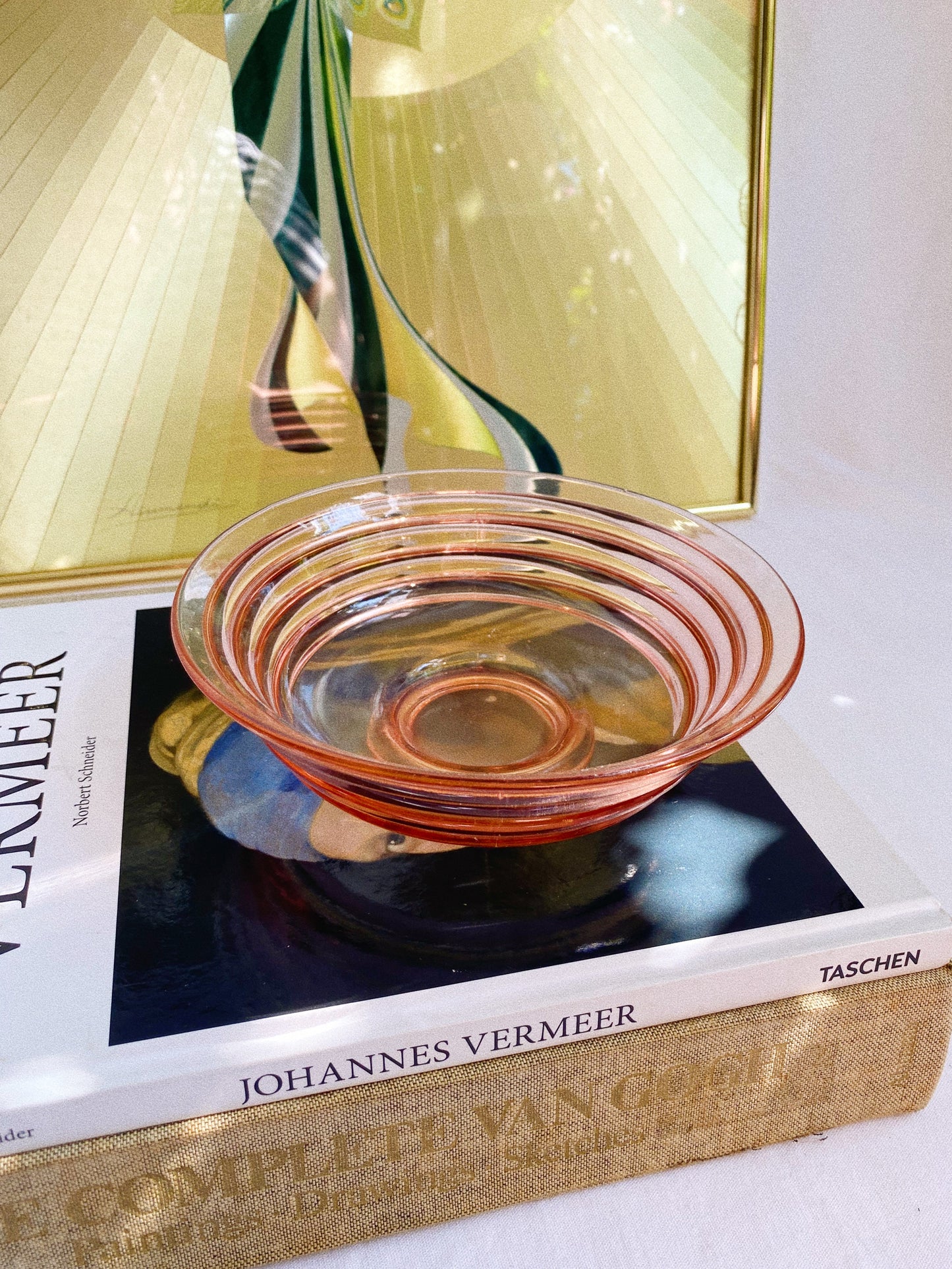 Vintage Pink Depression Glass Footed Bowl