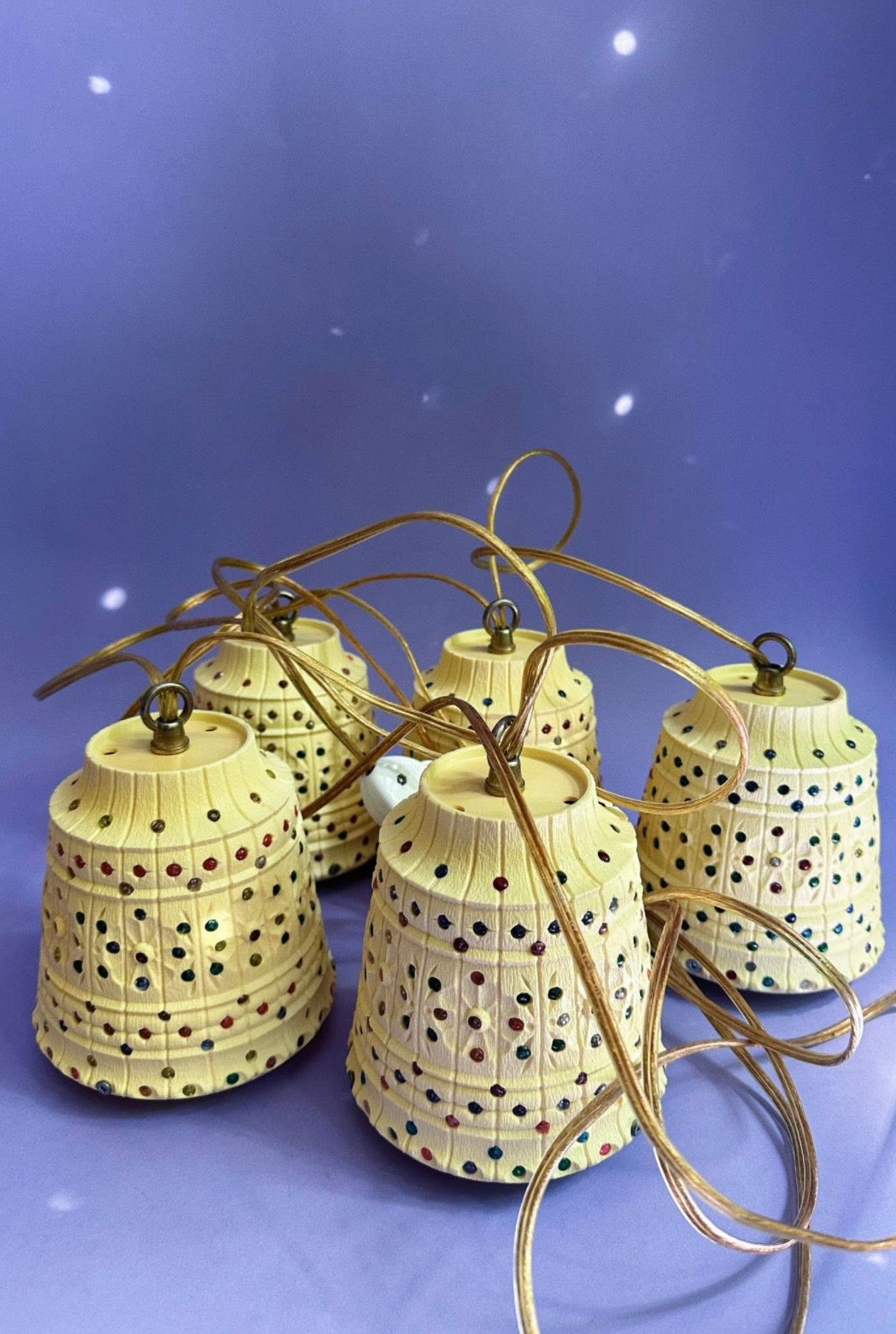 Vintage Lawnware 5 Hanging Lights - Retro RV Patio Plastic Beaded Lamps ALL WORK