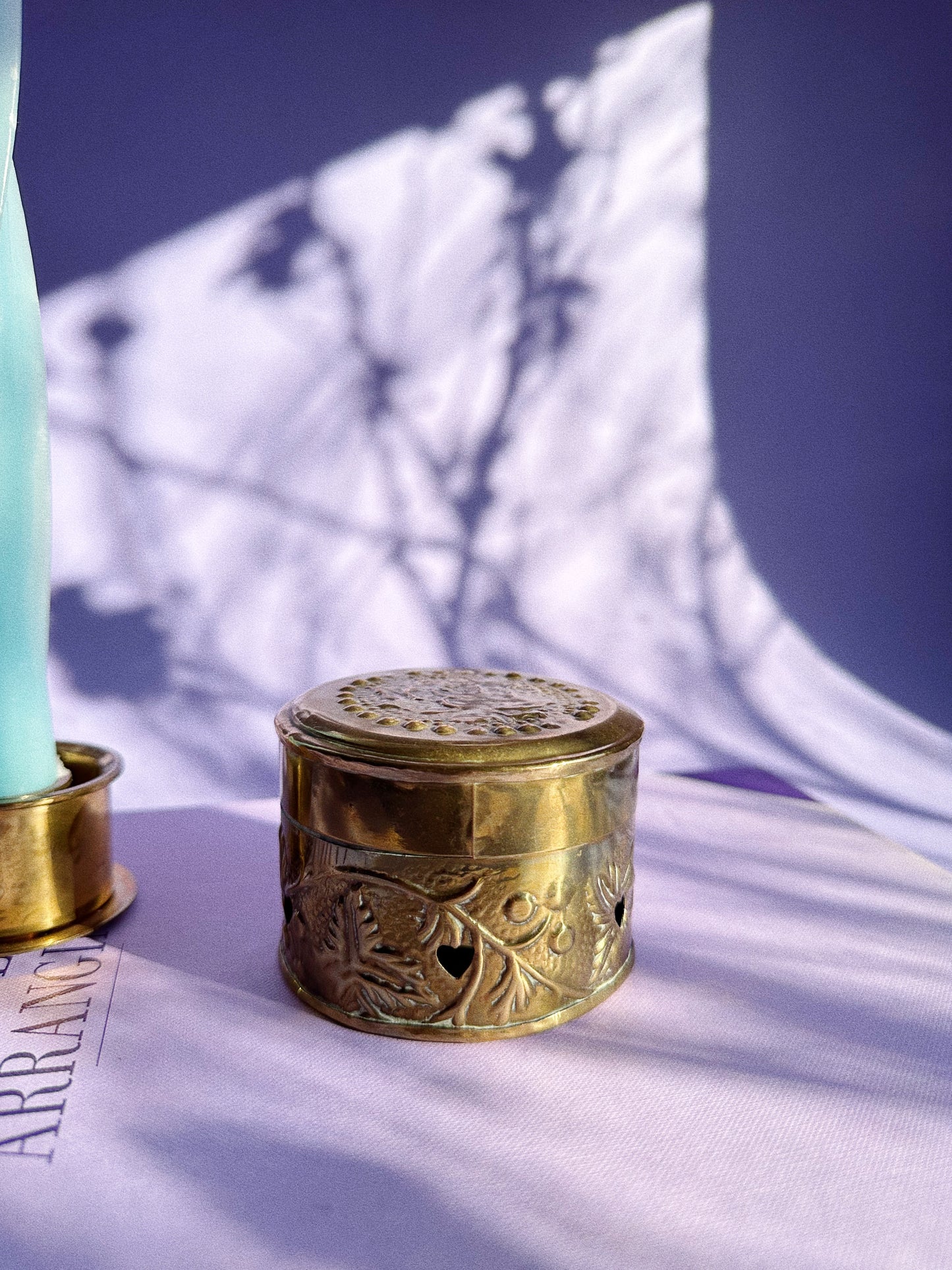 Vintage Brass Lidded Box With Heart Cut Outs