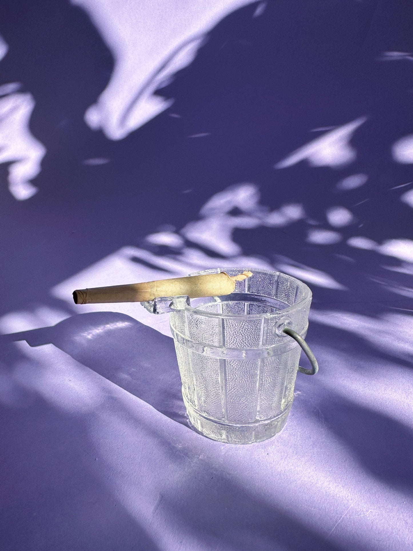 Small Glass Pail Ashtray / Match Holder W Handle