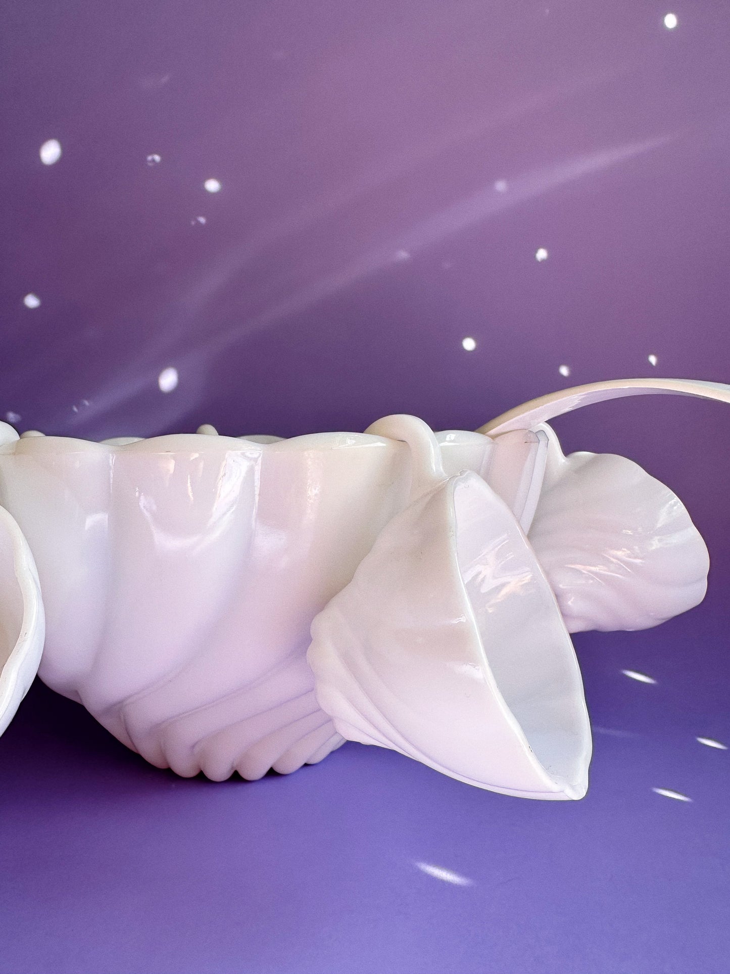 9 pc Vintage Hazel Atlas Milk Glass Alpine White Swirl Punch Bowl Set