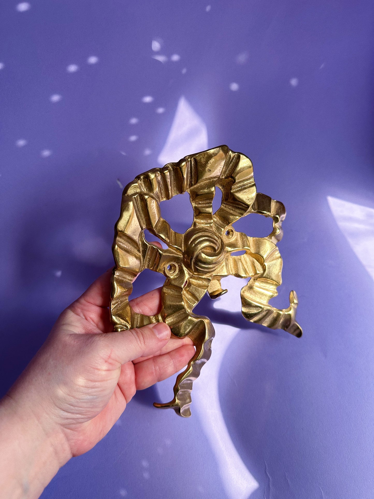 Vintage Heavy Brass Bow Wall Hook