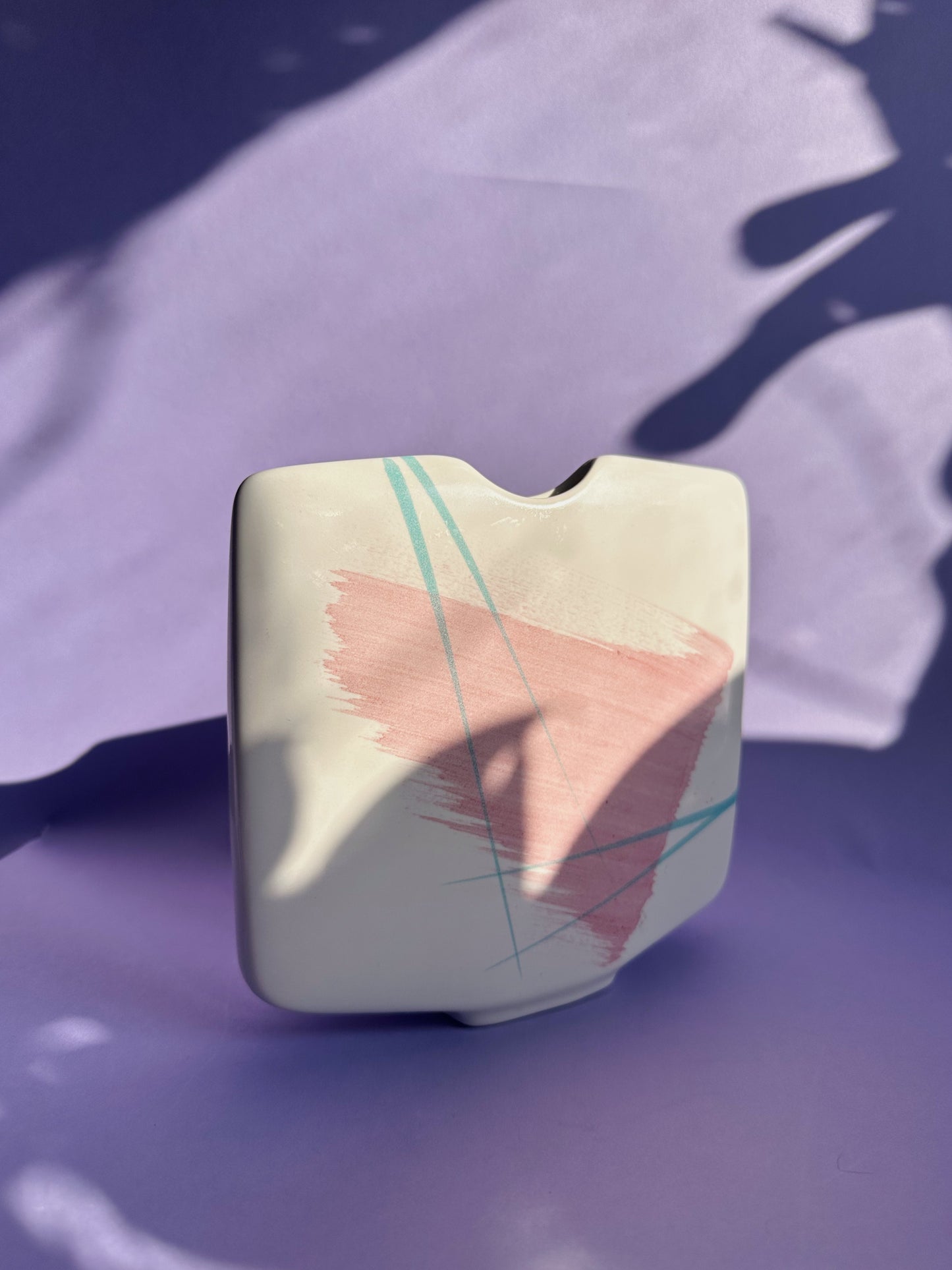 Vintage 80s Post Modern Flat Vase