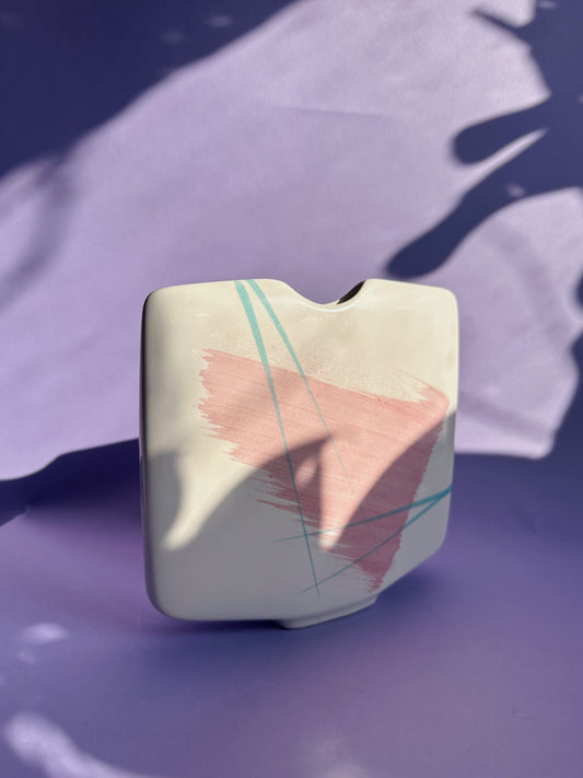 Vintage 80s Post Modern Flat Vase