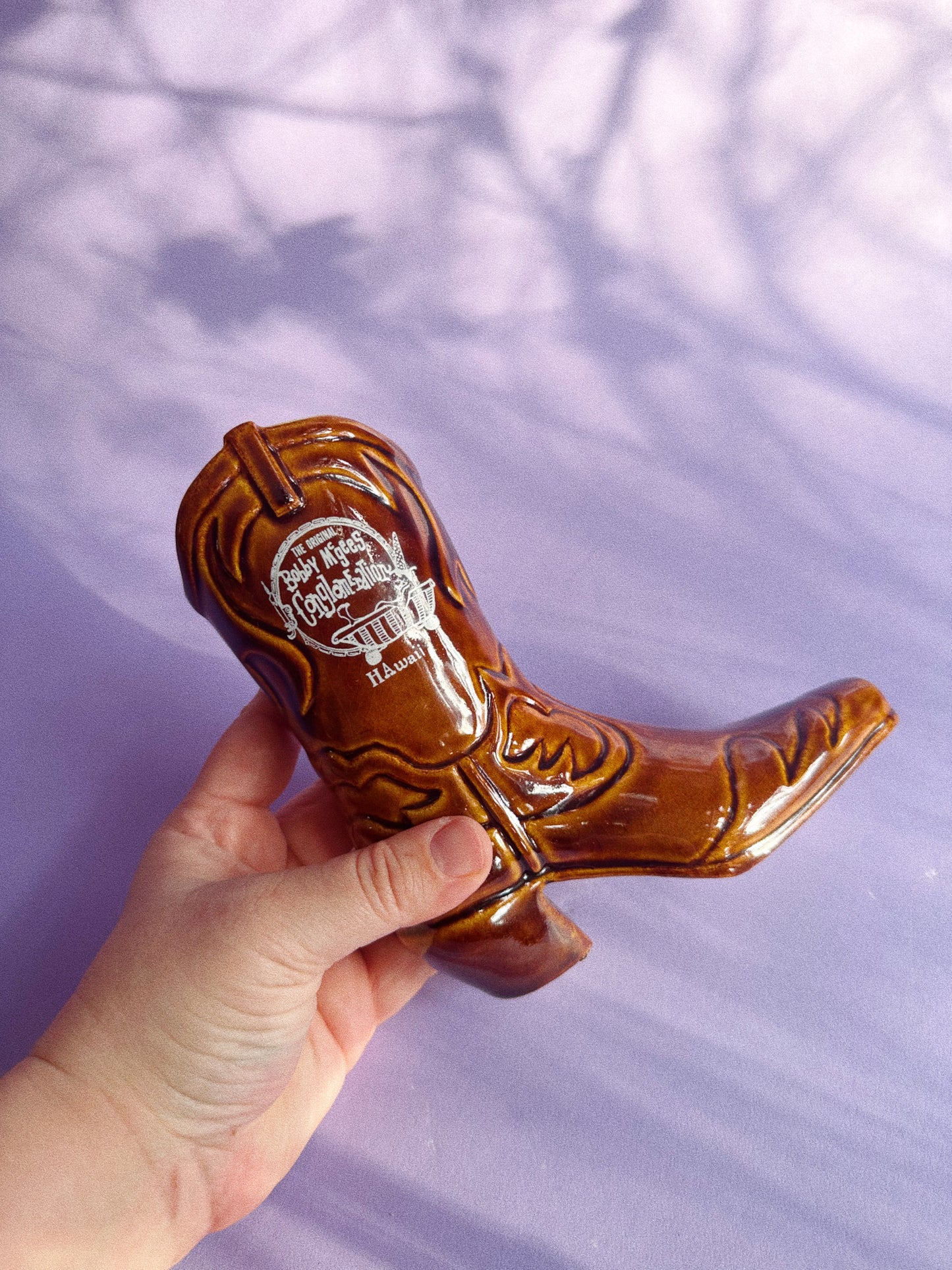 Vintage Bobby McGees Glazed Ceramic Cowboy Boot Vase