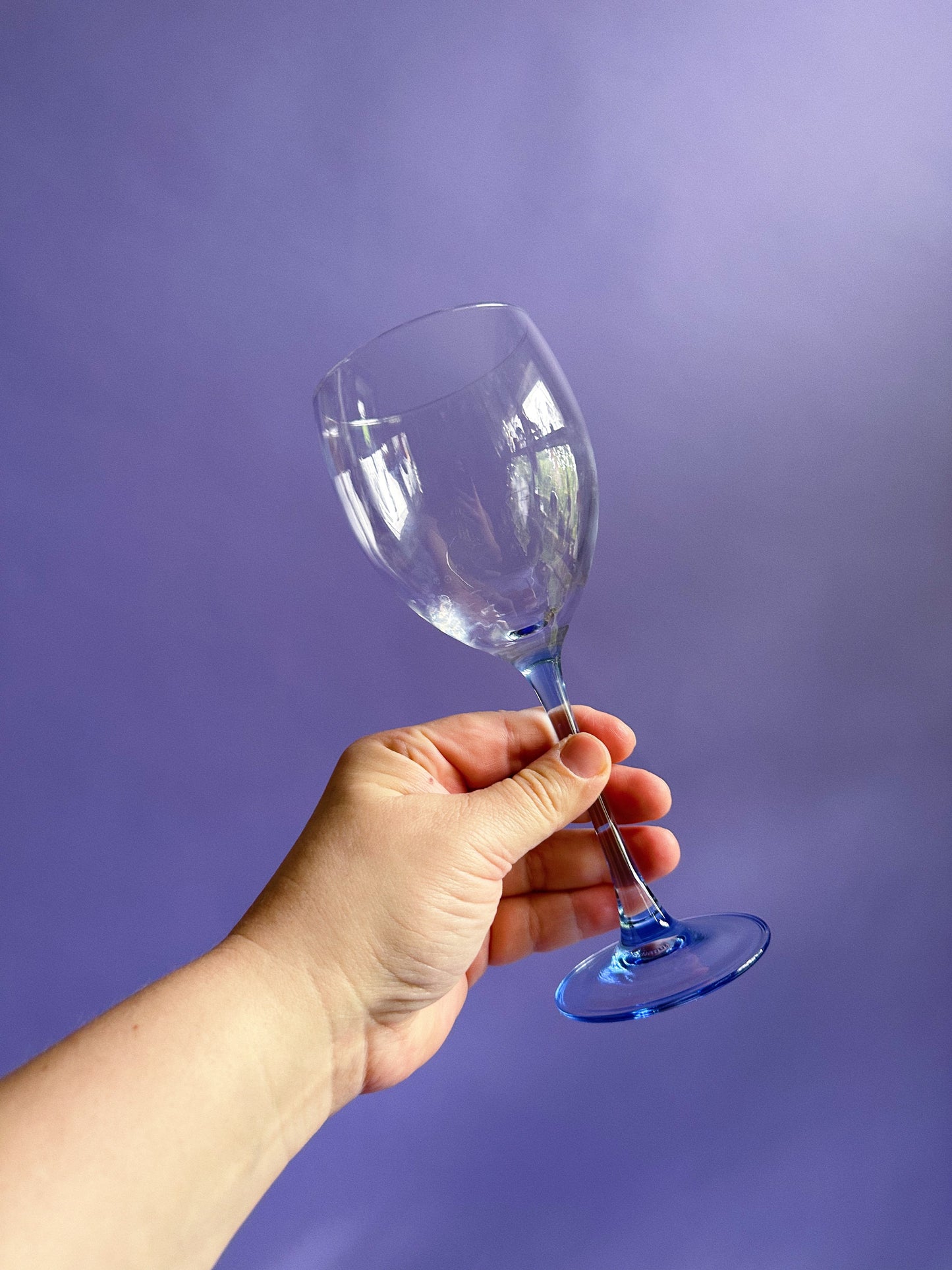 5 Luminarc Azur Blue Stem Wine Glasses Set Vintage 8" Elegant Crystal France