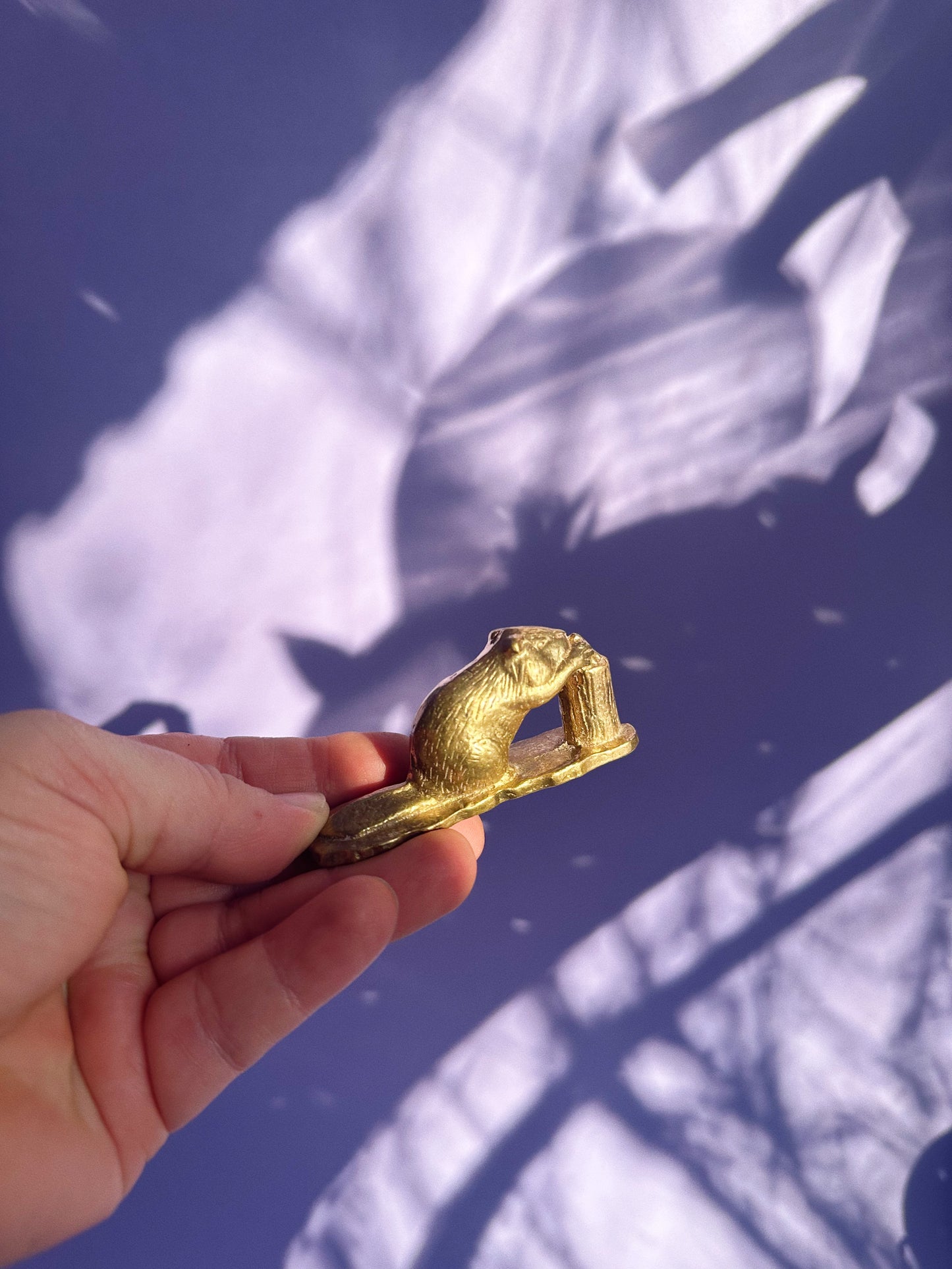 Vintage Brass Beaver Sculpture