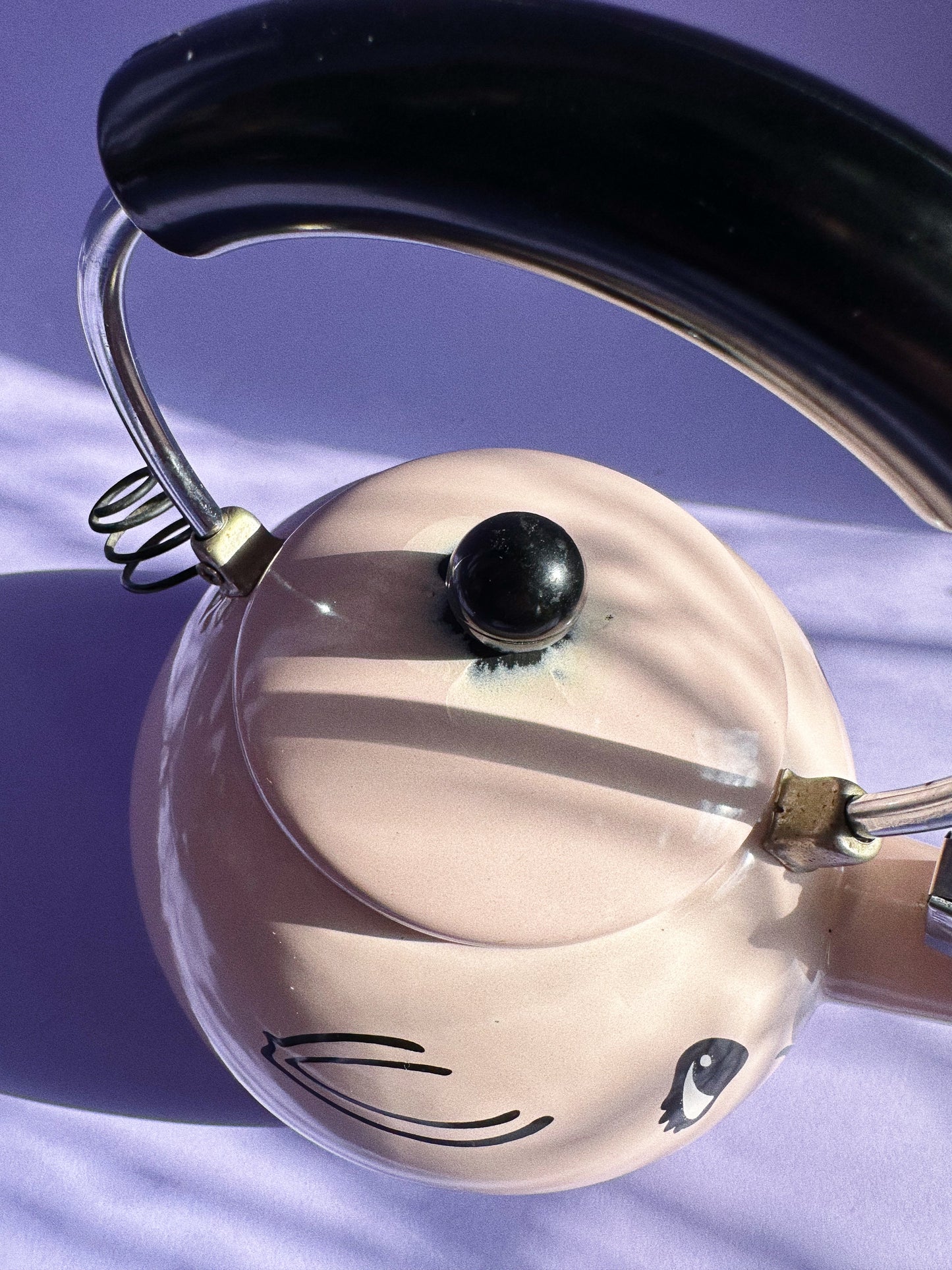 Vintage Kamenstein Pink Pig Whistling Teapot Tea Kettle Piggy Enamel