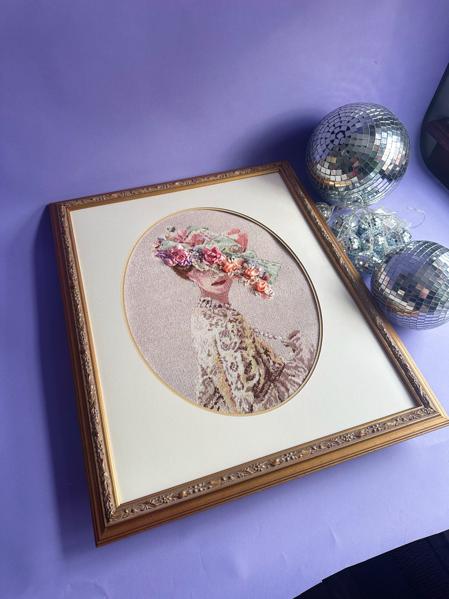 Dimensions Lady Victoria Complete Framed Needlepoint 3D Floral Embroidery 2425