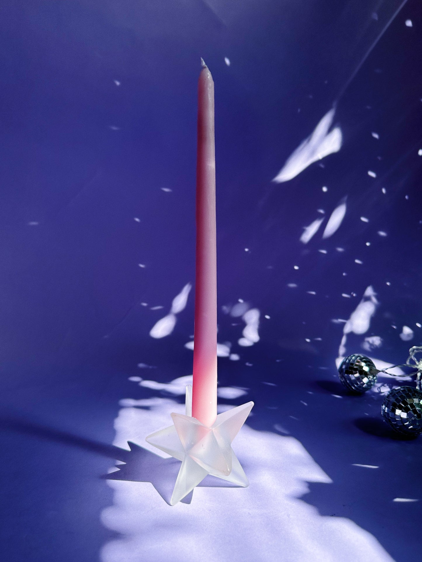 Frosted Glass Starbust Candlestick for Taper Candles