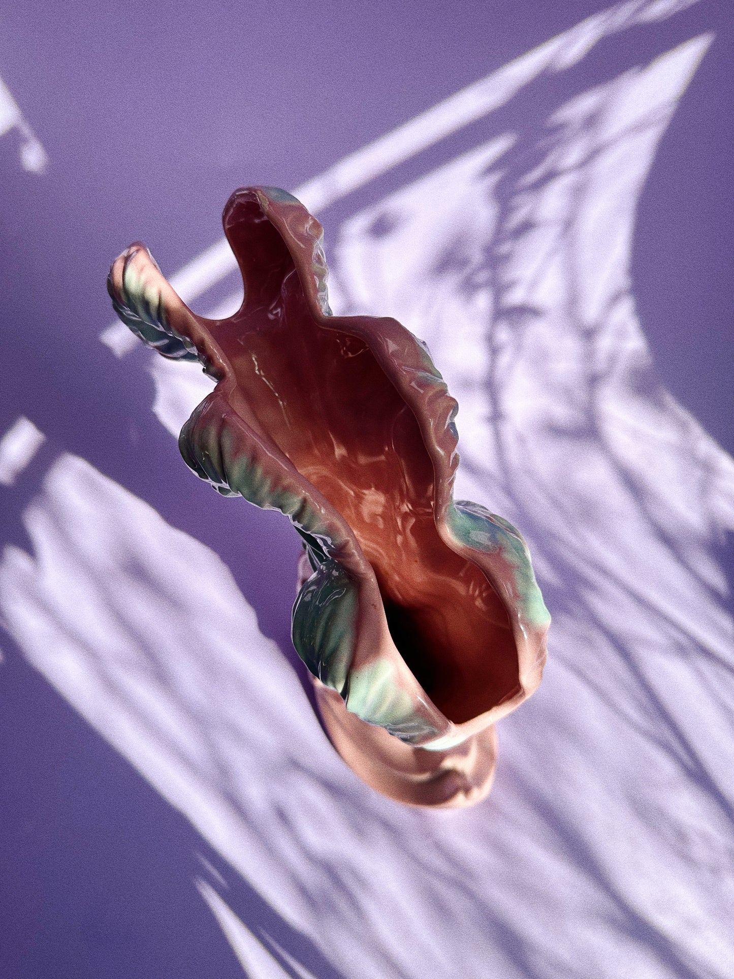 Vintage Royal Haeger Pottery Blue and Pink Large Peacock Vase