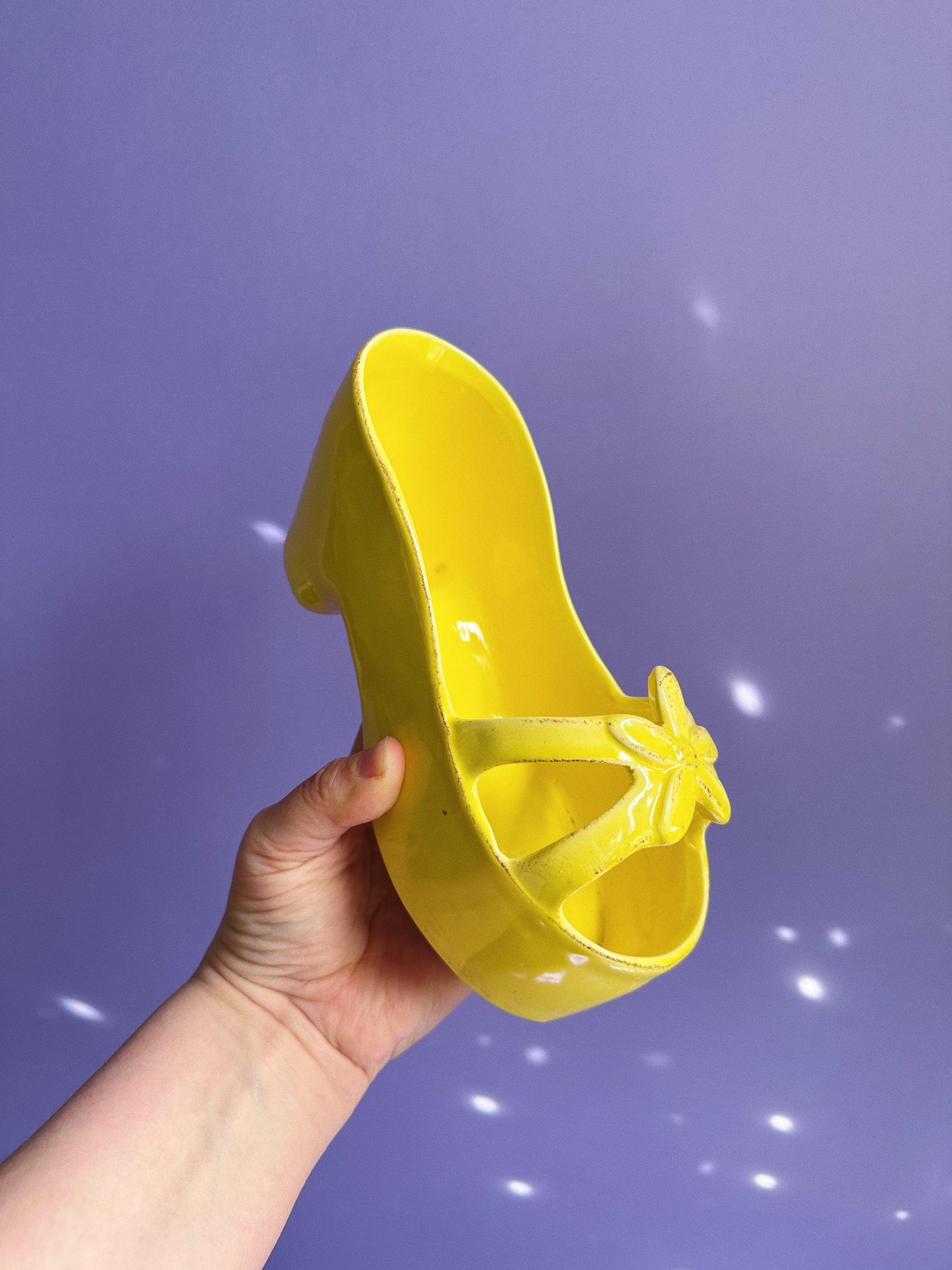 Vintage Ceramic Yellow Shoe Planter / Cache Pot