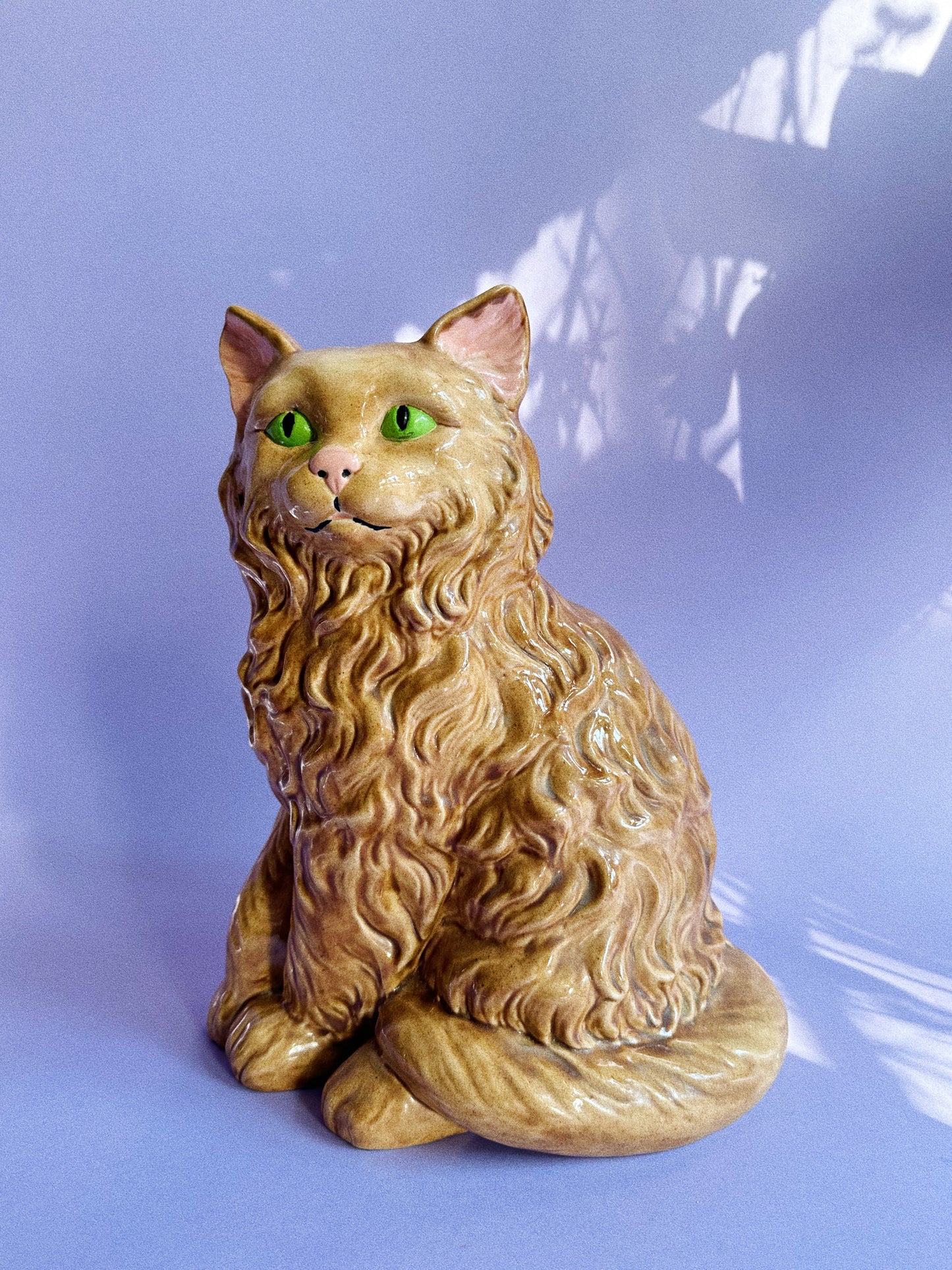 1970s Glazed Ceramic Orange Cat “Ruffles” Sculpture