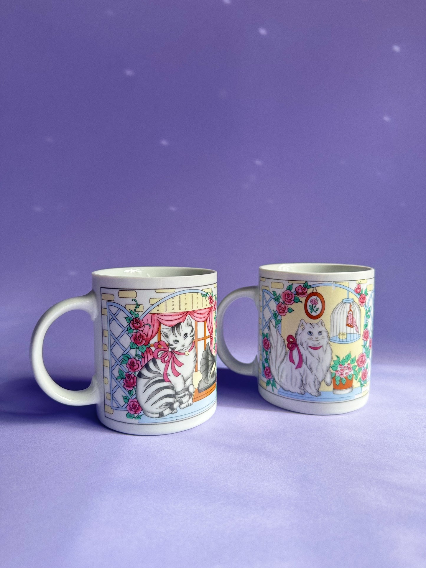 Vintage 80s Ceramic Cat Mugs