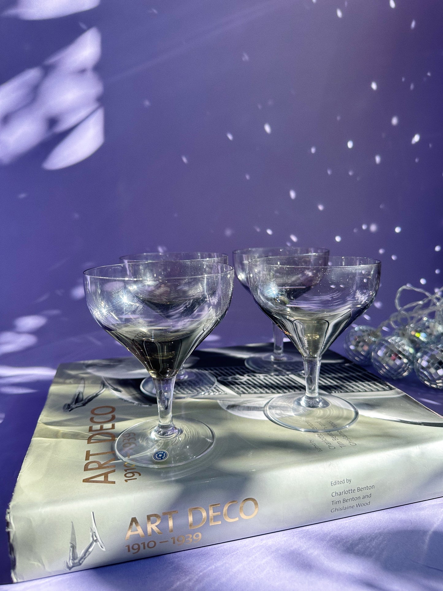 4 Vintage BelKraft Moonglo BK1 West German Hand Blown Champagne Coupes