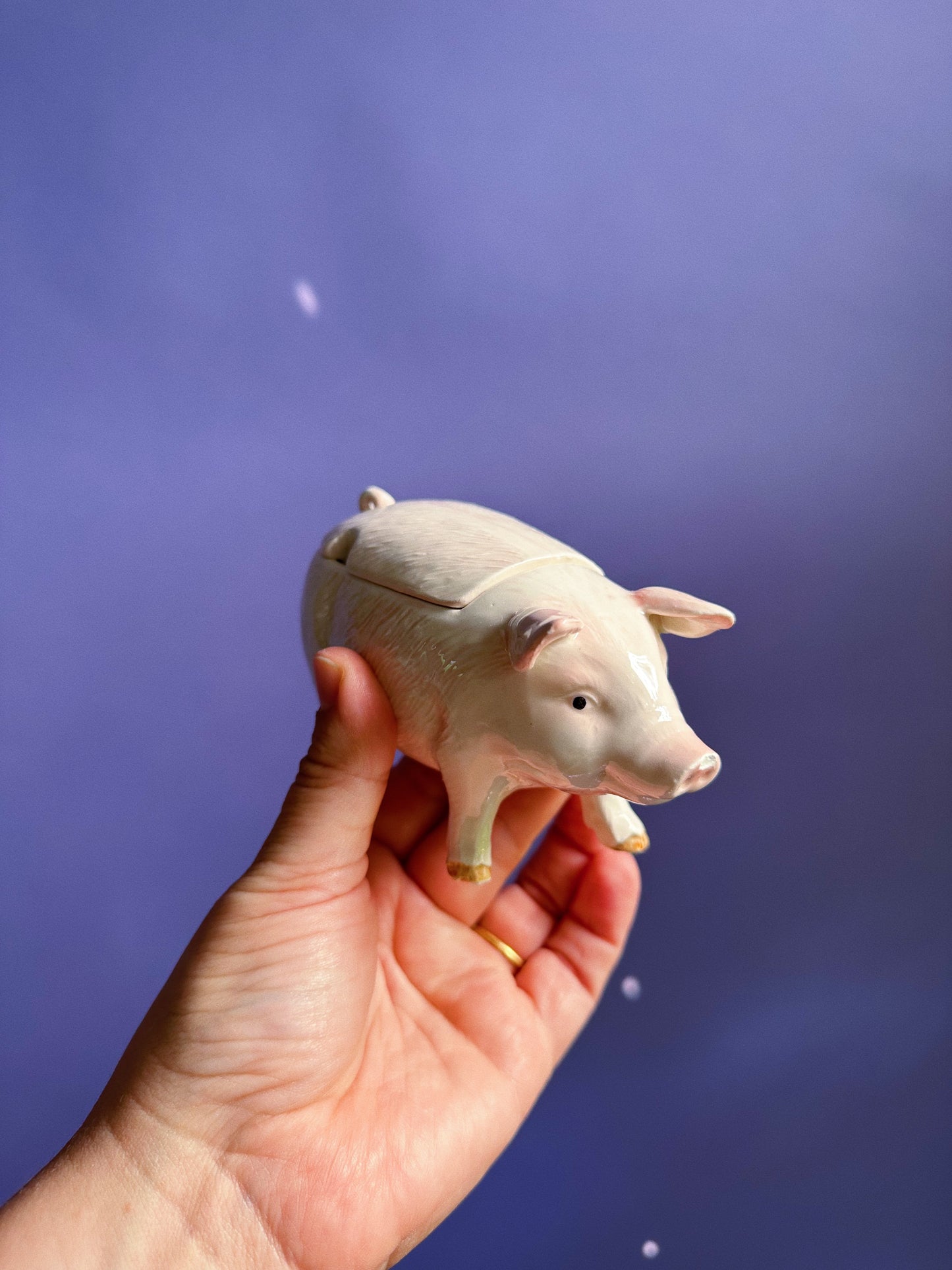 Vintage Otagiri Pig Sugar Dish Japan Hand Painted Nose Chip