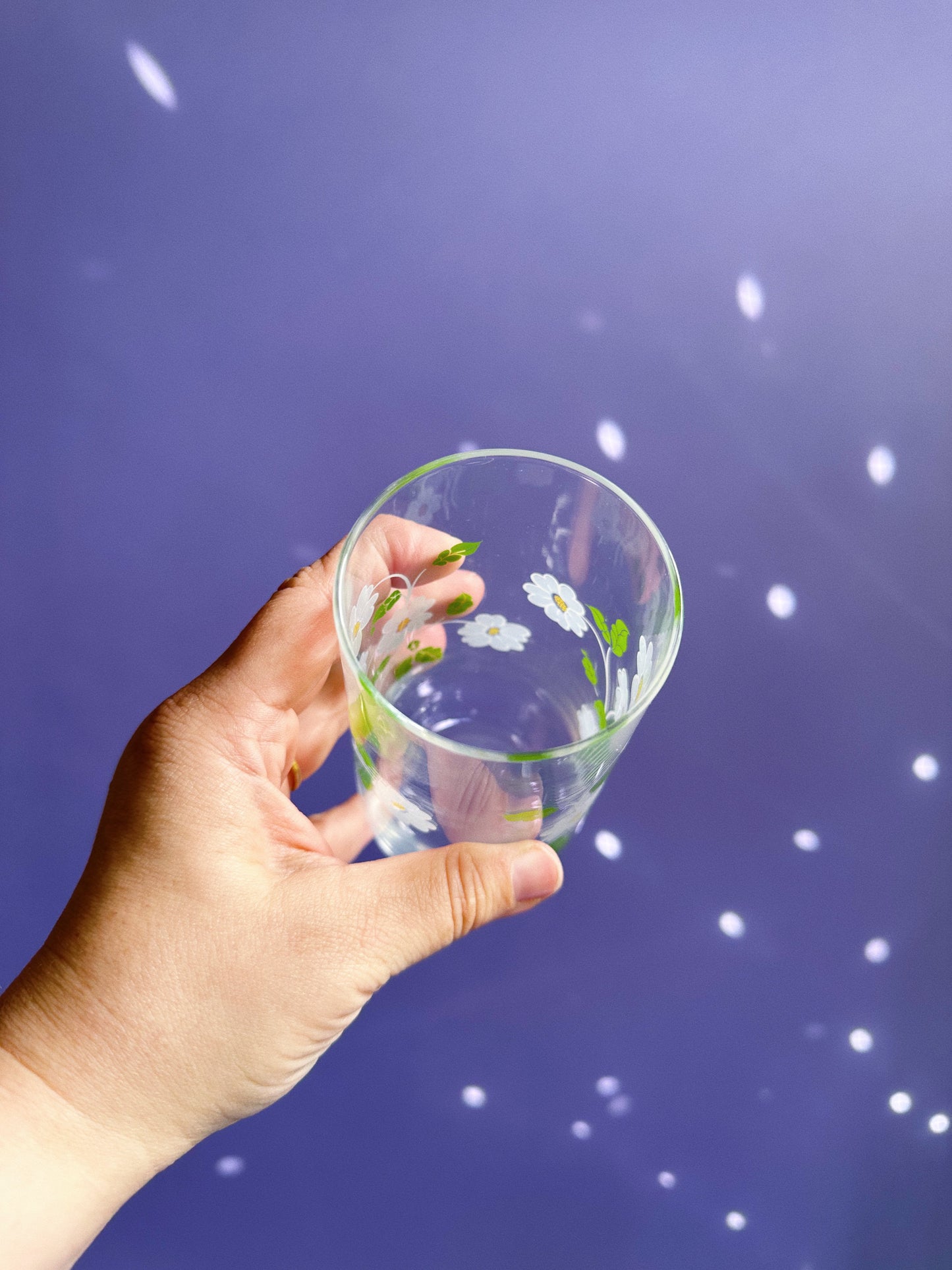 Set of 4 Vintage Daisy Print Glass Tumblers