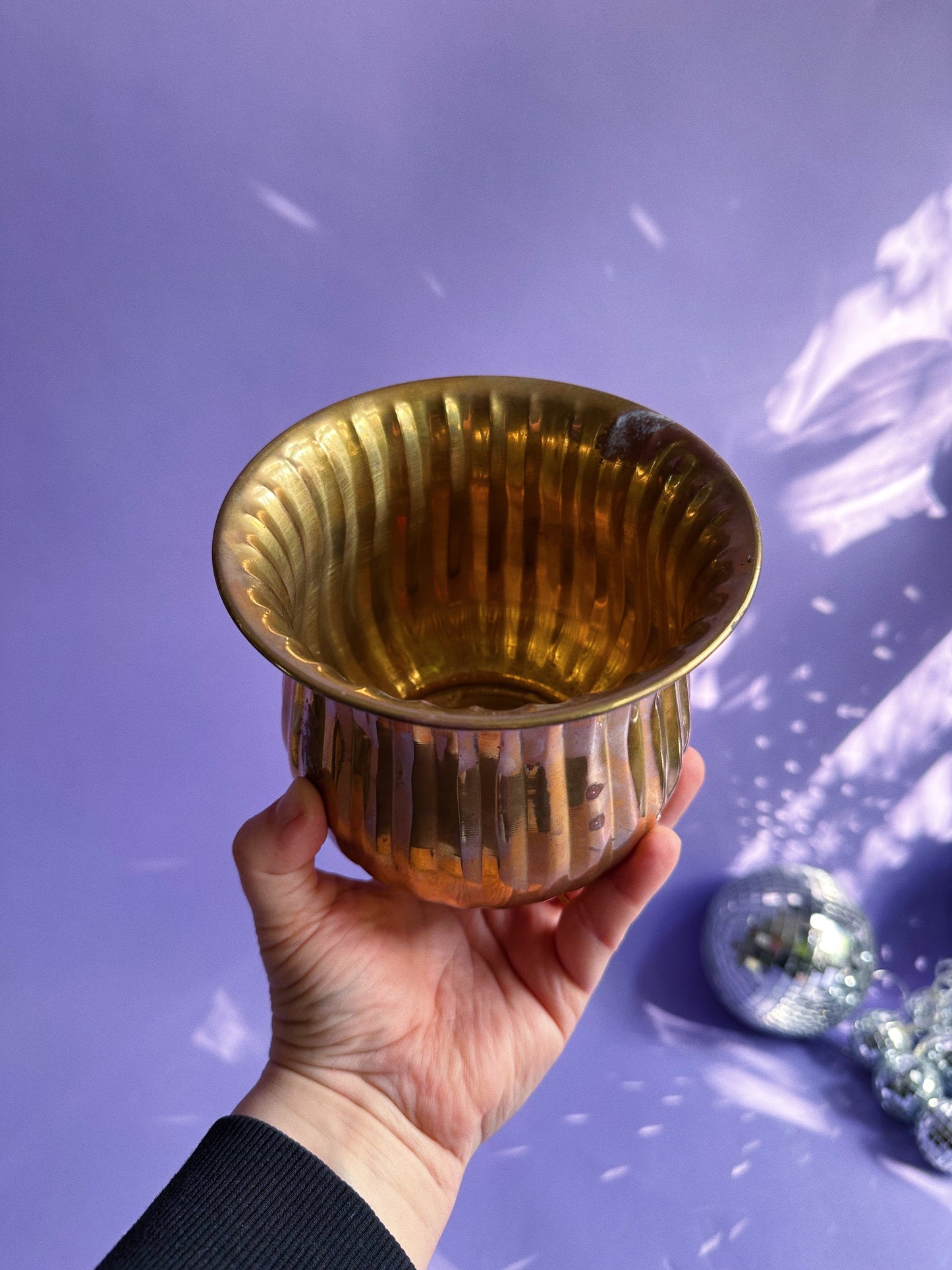 Vintage Brass Plant Cache Pot